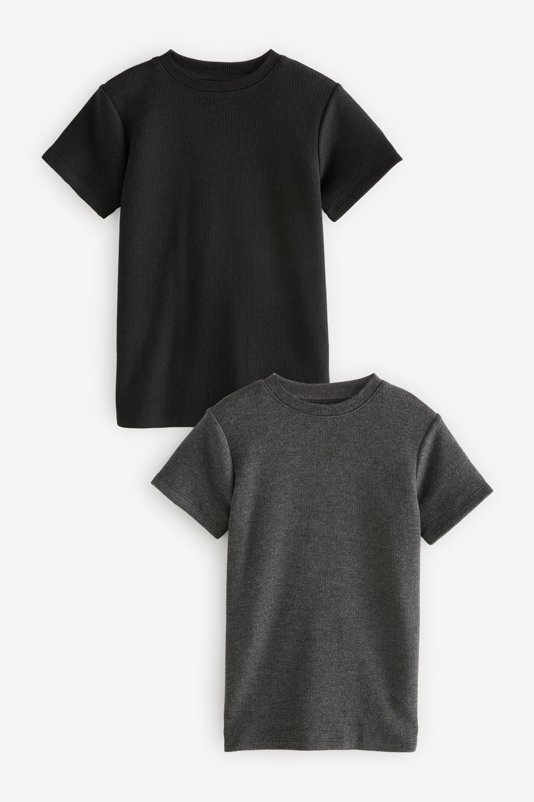 Black/Charcoal Grey Thermal Short Sleeve T-Shirts 2 Pack (2-16yrs)