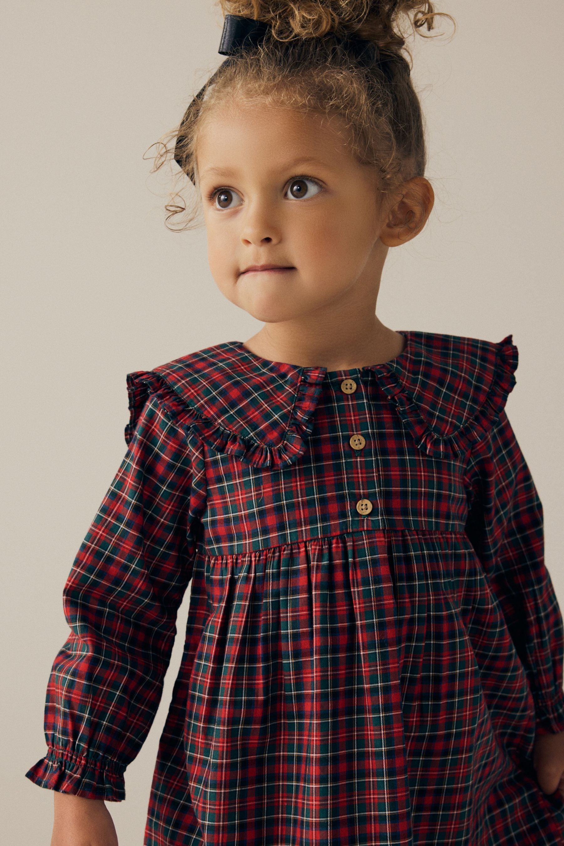 Red Tartan Long Sleeve Collar Dress (3mths-8yrs)