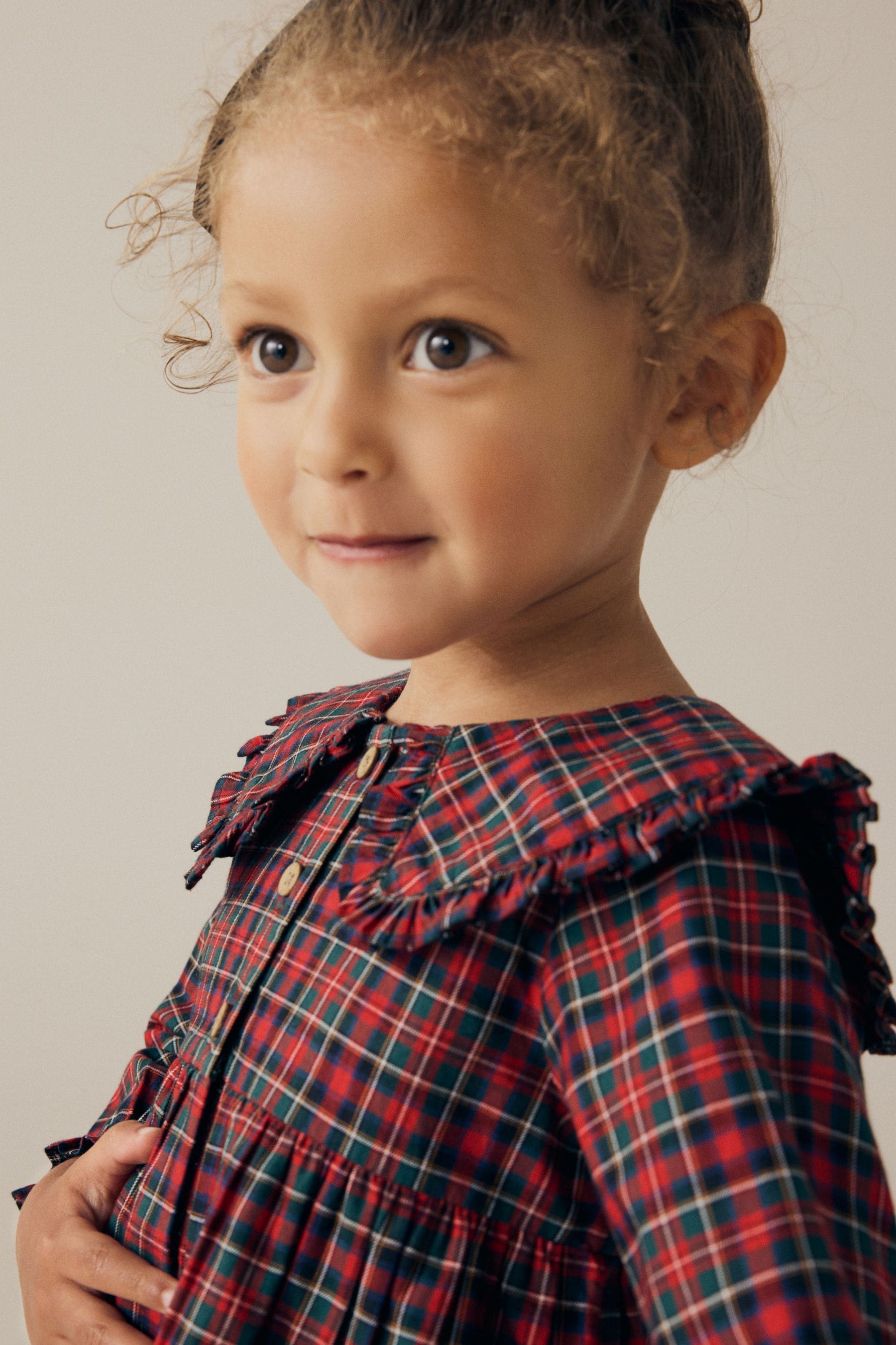 Red Tartan Long Sleeve Collar Dress (3mths-8yrs)