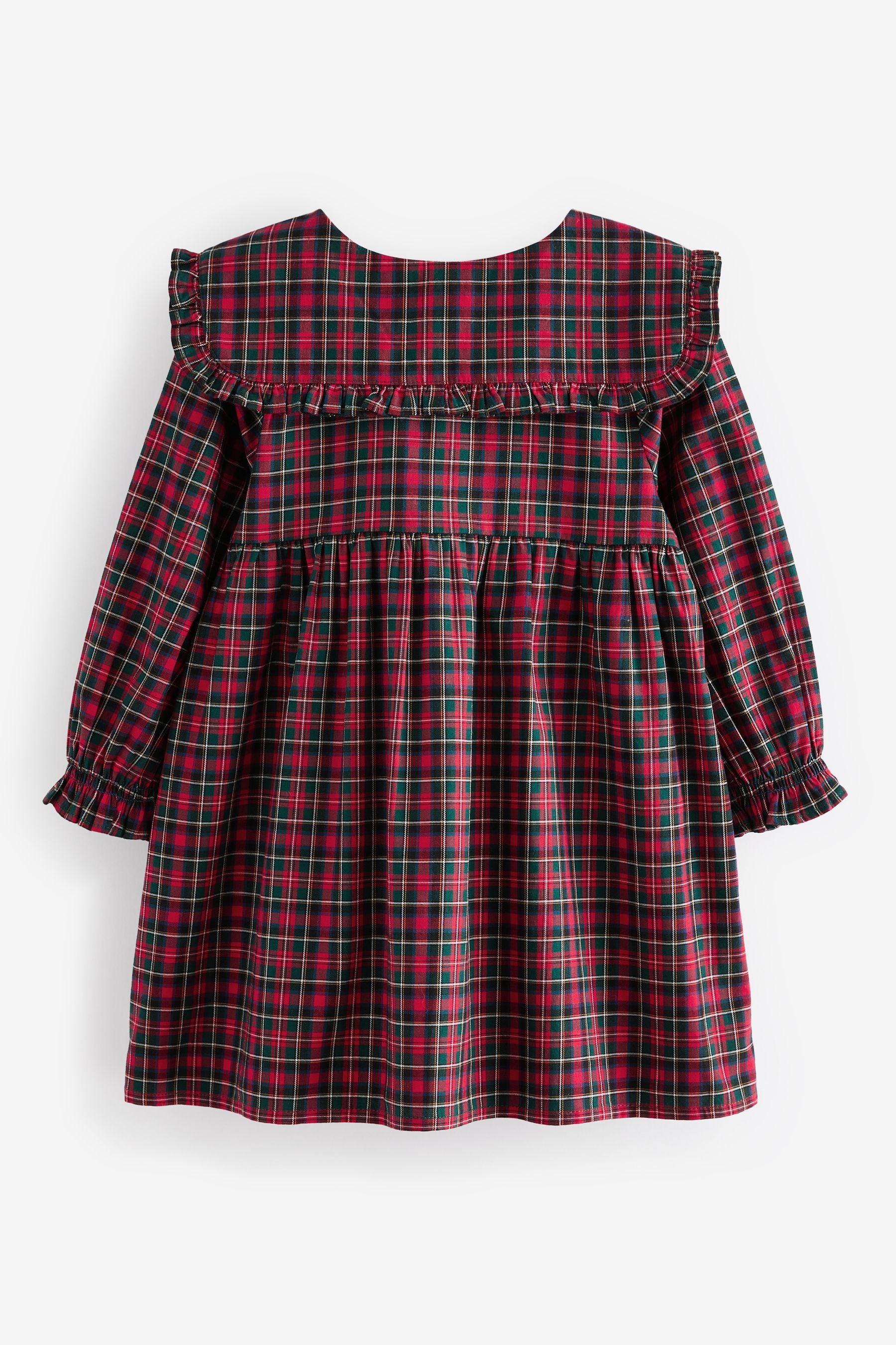 Red Tartan Long Sleeve Collar Dress (3mths-8yrs)