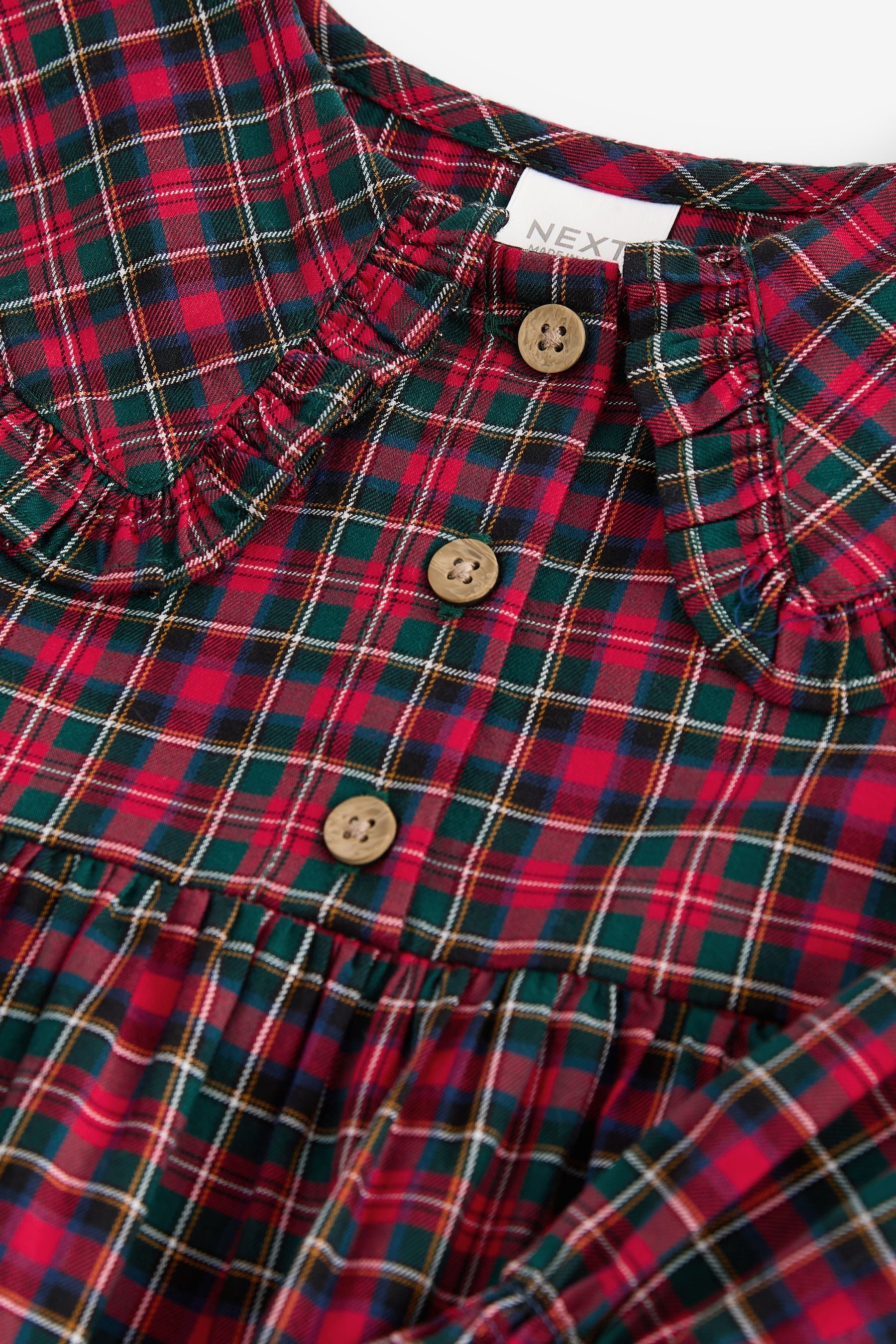 Red Tartan Long Sleeve Collar Dress (3mths-8yrs)