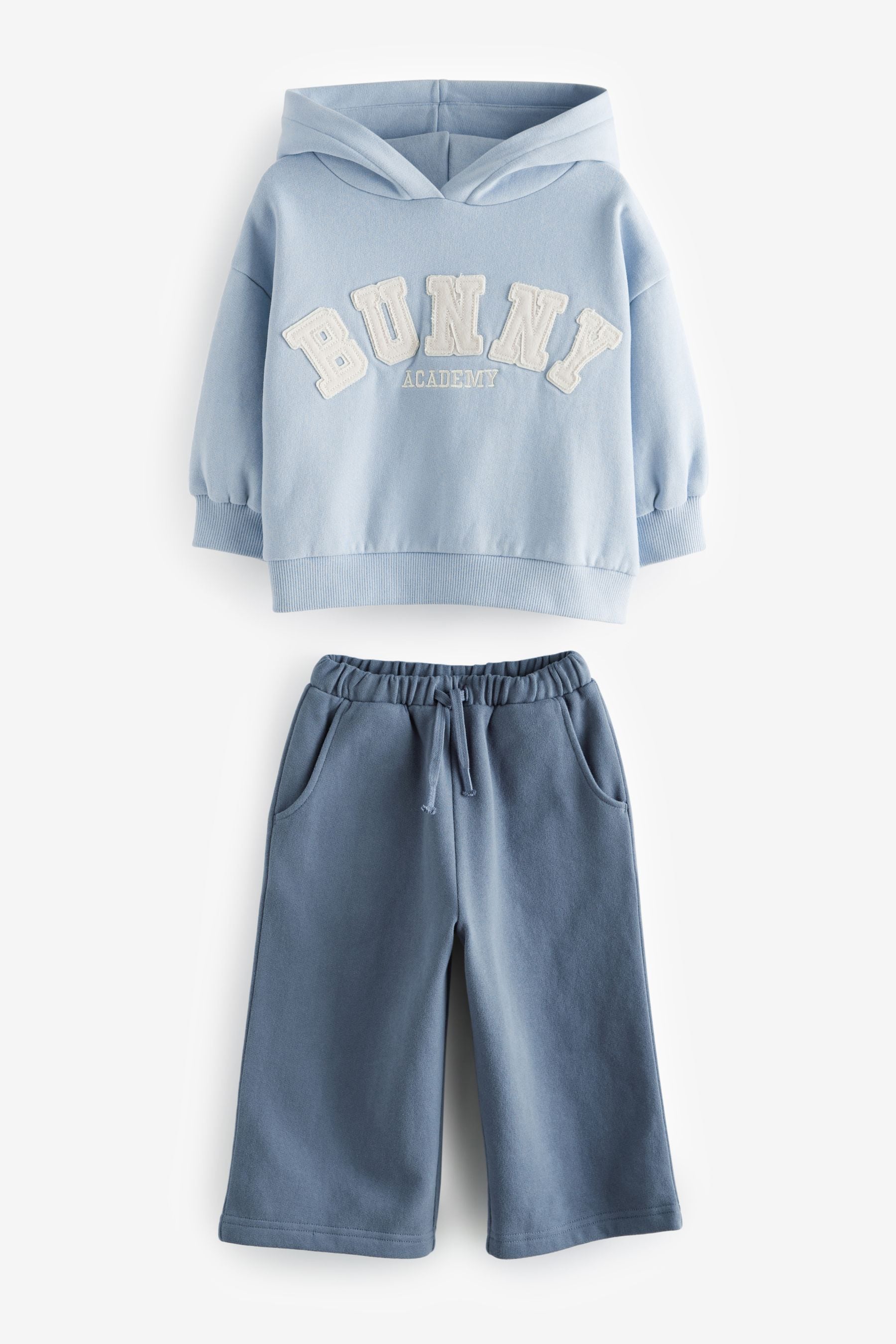 Blue Hoodie And Wide Leg Joggers Set (3mths-7yrs)