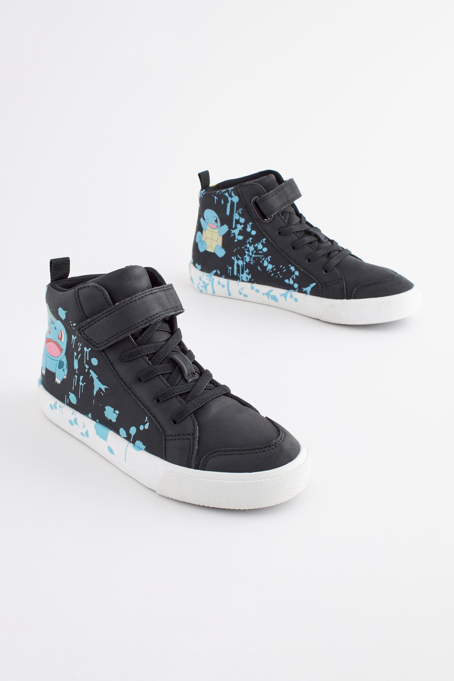 Black Wide Fit (G) Pokemon Elastic Lace High Top Trainers