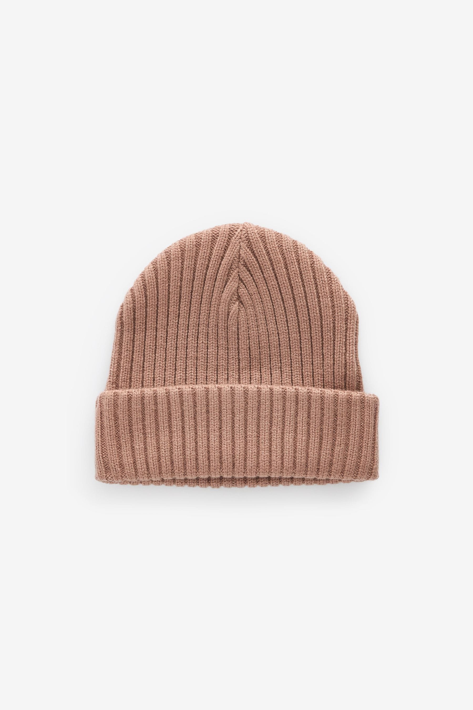 Tan Brown Rib Beanie Hat (1-16yrs)