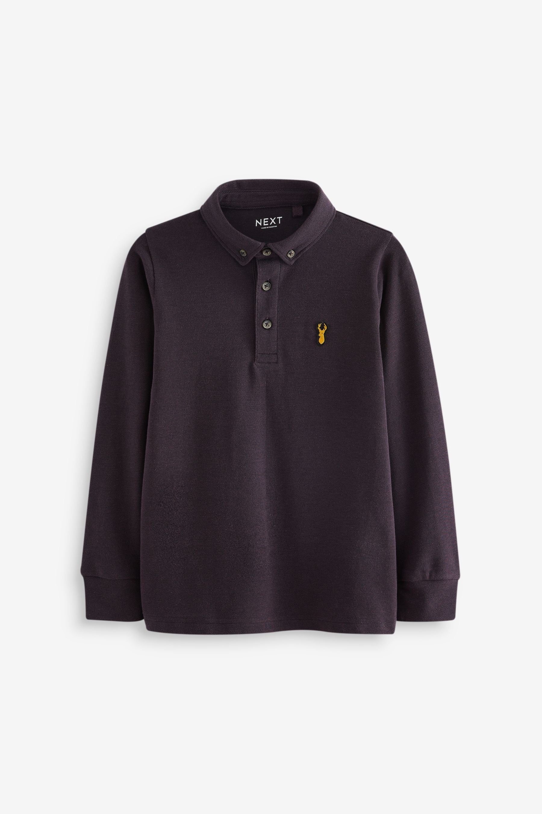 Plum Purple Long Sleeve Polo Shirt (3-16yrs)