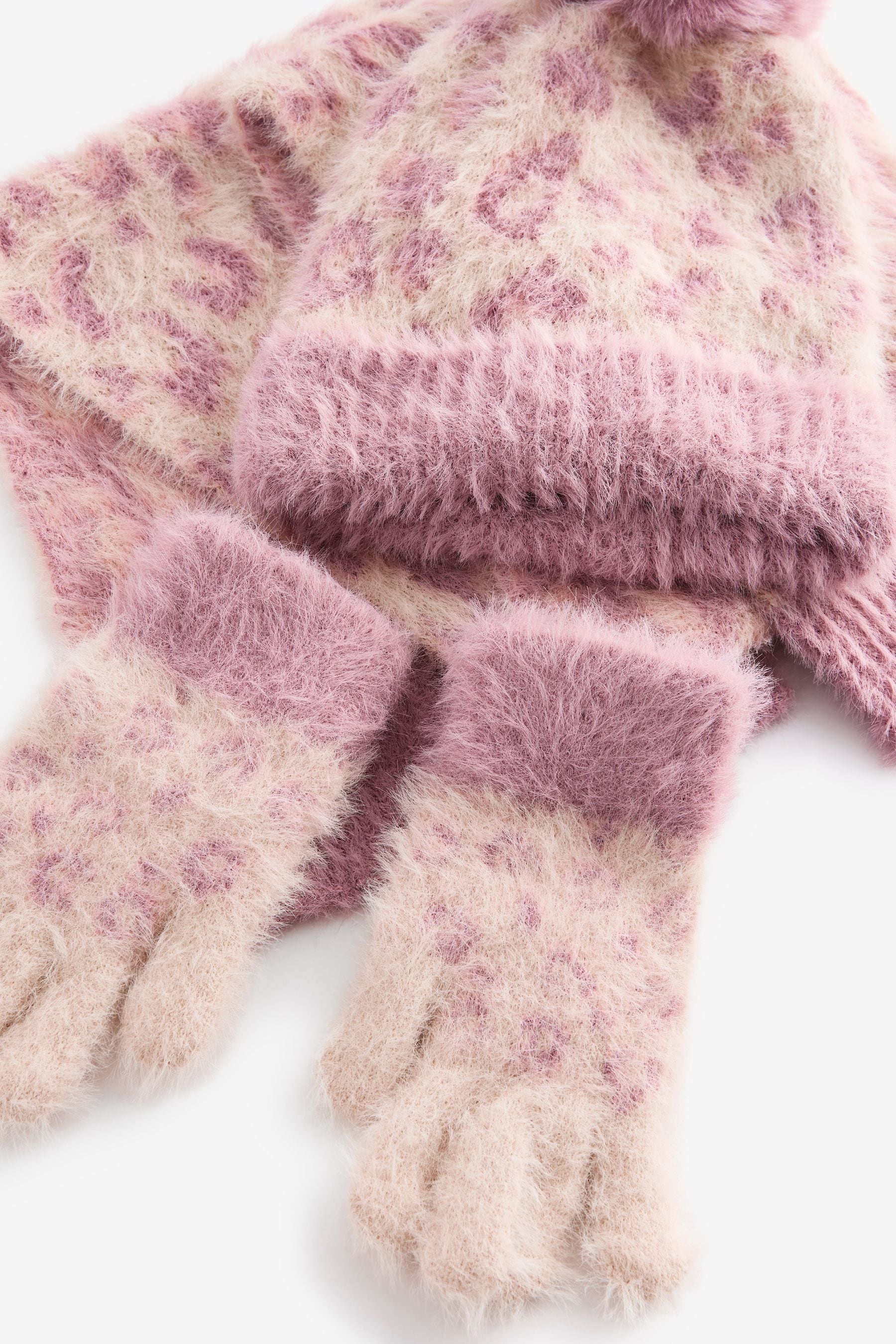 Pink Animal Hat Gloves And Scarf Set (3-16yrs)