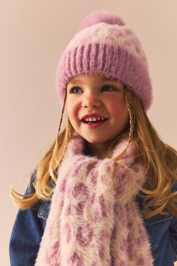 Pink Animal Hat Gloves And Scarf Set (3-16yrs)