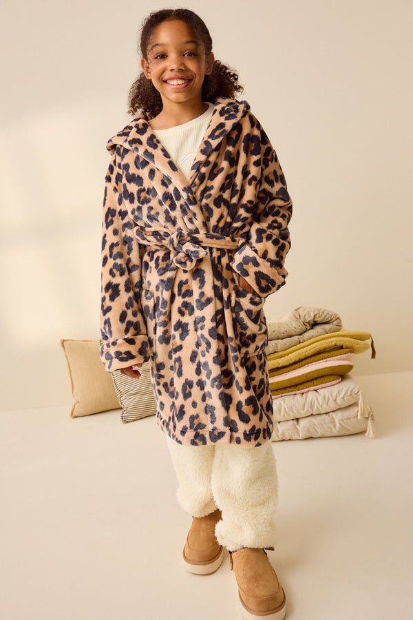 Brown Neutral Animal Soft Touch Fleece Dressing Gown (9mths-16yrs)