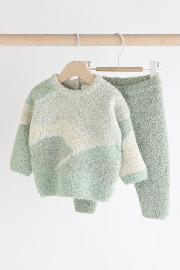 Sage Green Baby Knitted Jumper and Leggings Set (0mths-2yrs)