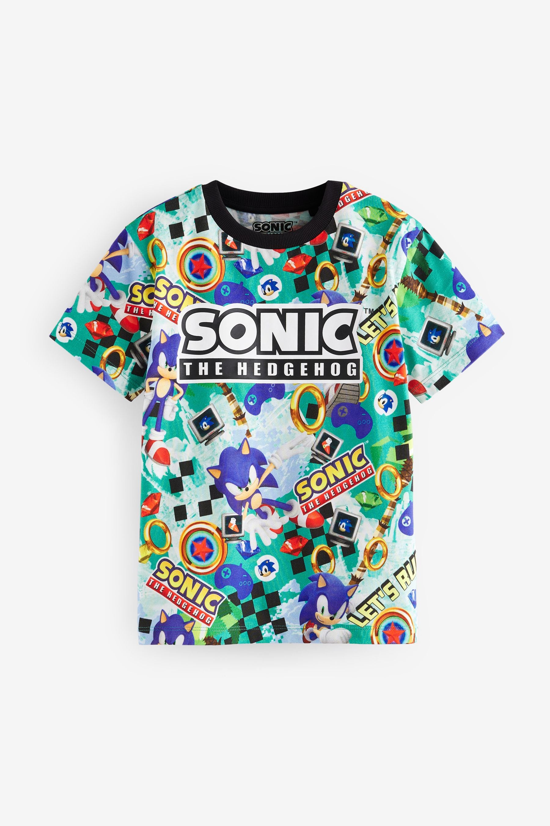 Green/Blue 100% Cotton Licensed Sonic T-Shirt by Next (3-16yrs)