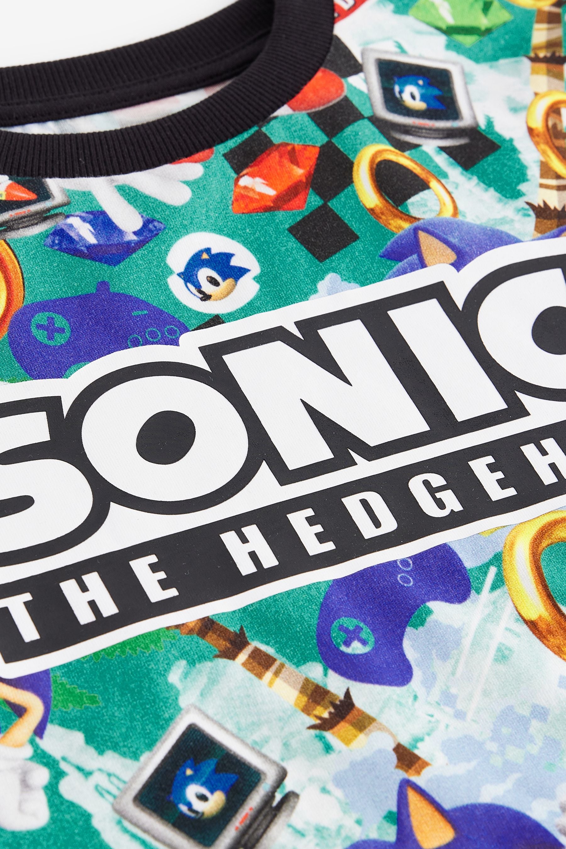 Green/Blue 100% Cotton Licensed Sonic T-Shirt by Next (3-16yrs)