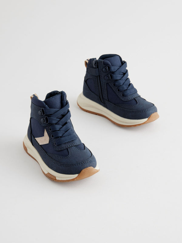 Navy Water Repellant Zip Walker Boots