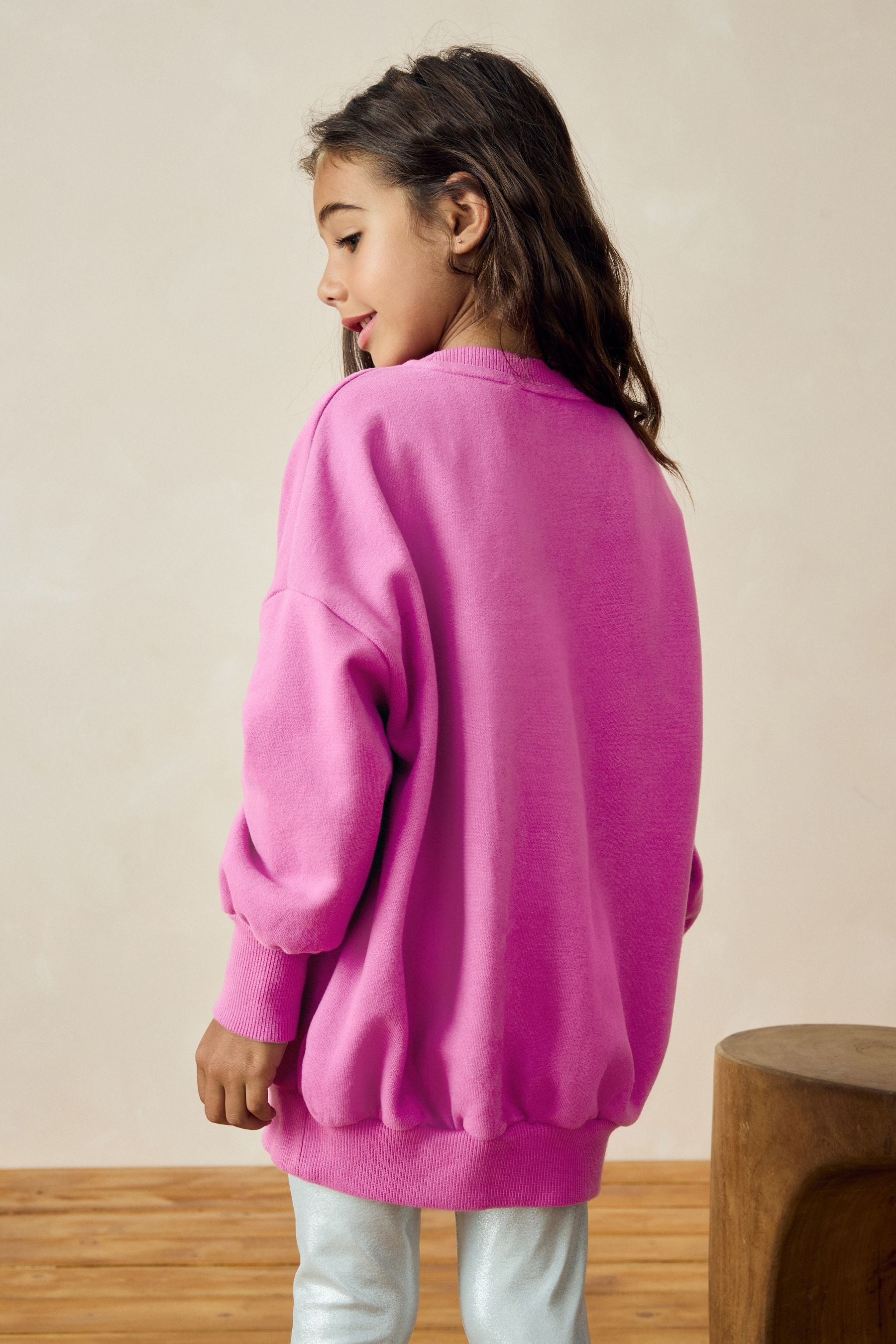 Pink Disco Heart Embellished Sweatshirt (3-16yrs)