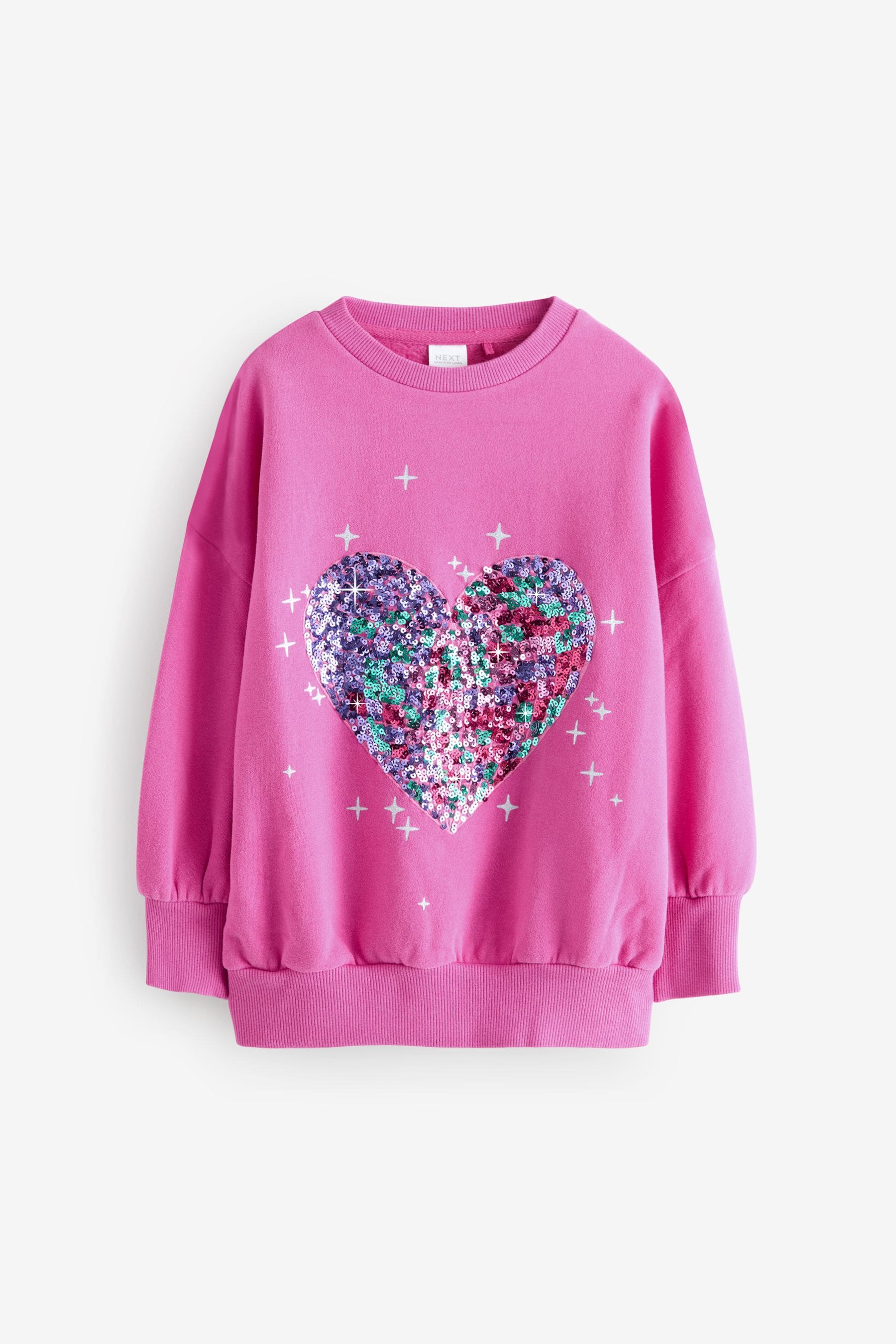 Pink Disco Heart Embellished Sweatshirt (3-16yrs)