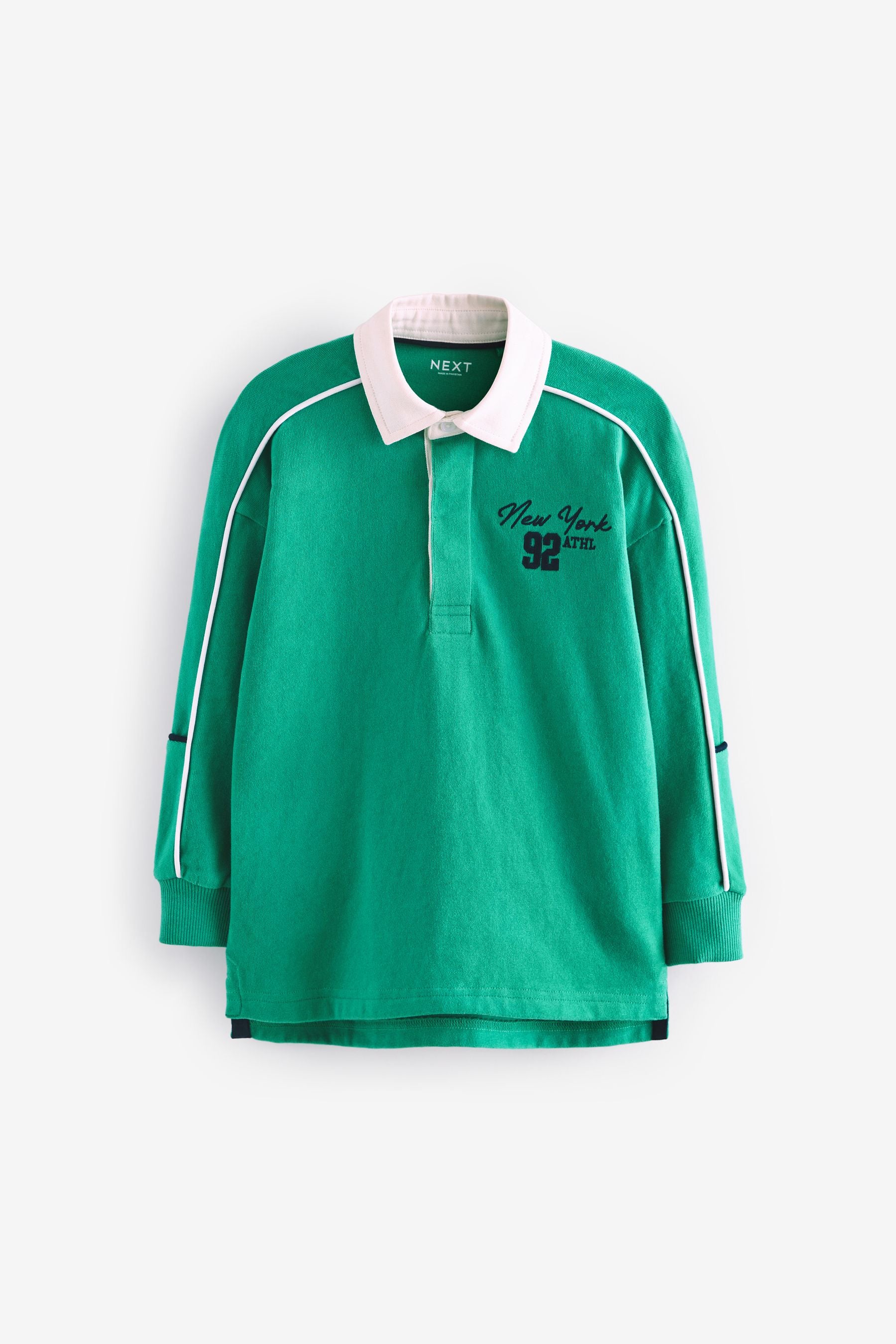 Green Long Sleeve Rugby 100% Cotton Polo Shirt (3-16yrs)