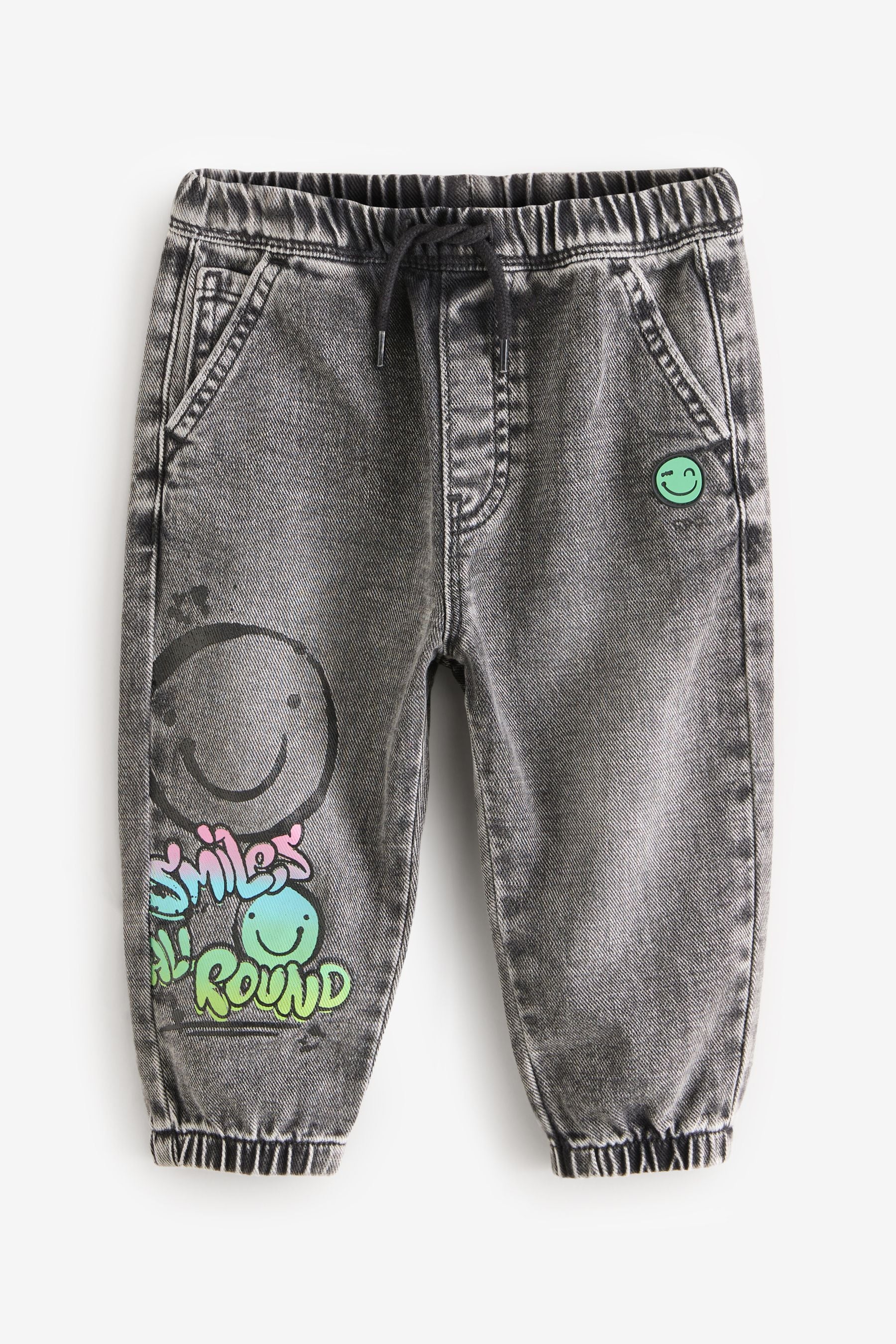 Black Denim 100% Cotton Graffiti Print Jeans (3mths-7yrs)