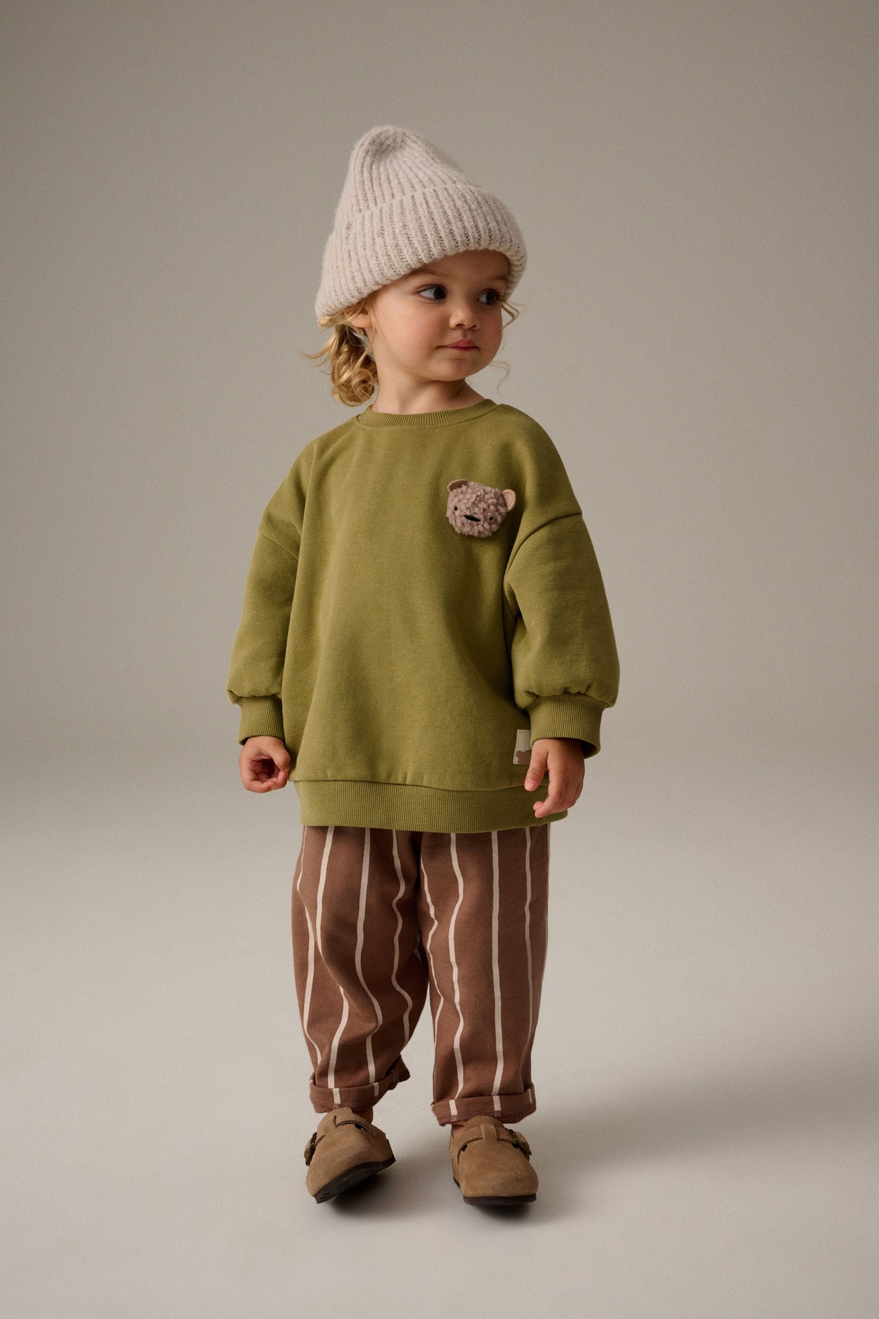 Green Sweatshirt and Barrel Leg Joggers Set (3mths-7yrs)