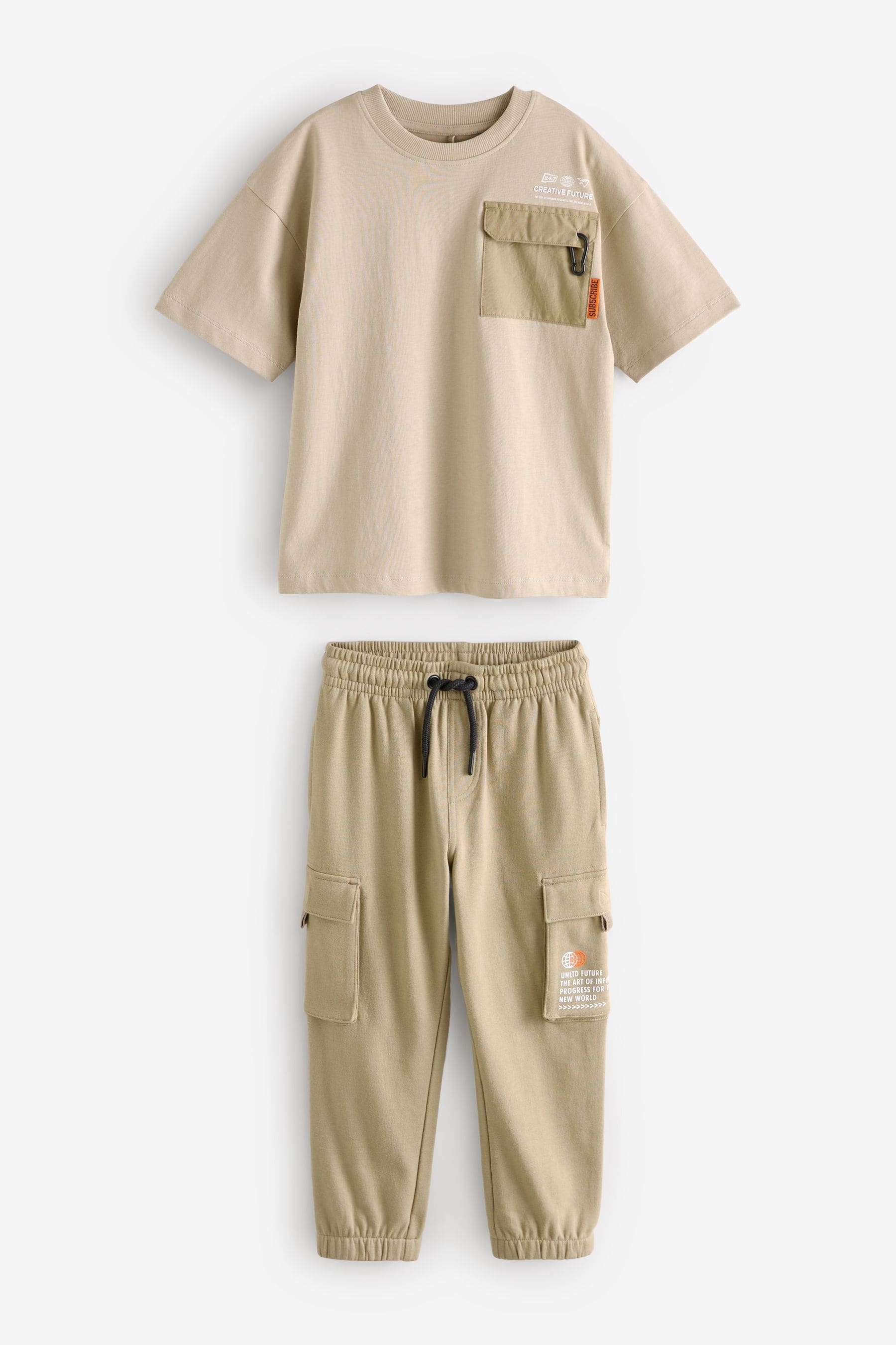 Stone Utility 100% Cotton Short Sleeve T-Shirt and Joggers Set (3-16yrs)