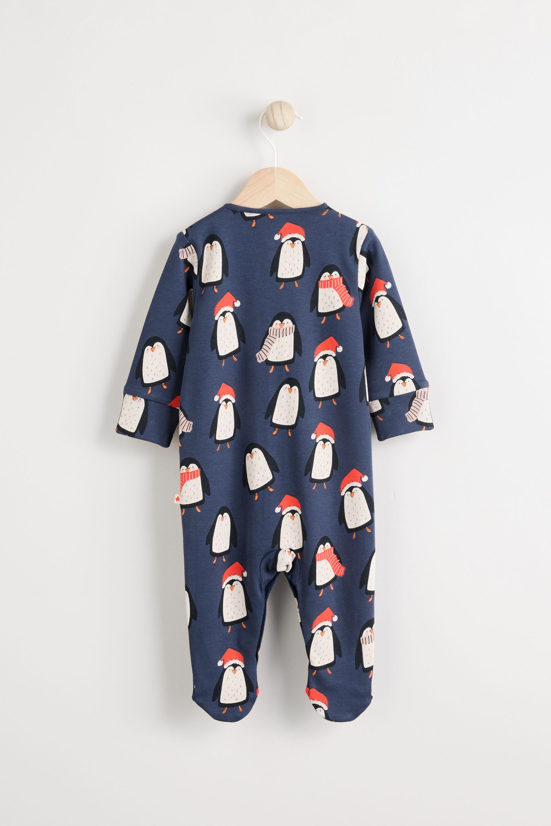 Navy Baby Matching Family Christmas Penguin Zip Sleepsuit (0mths-2yrs)