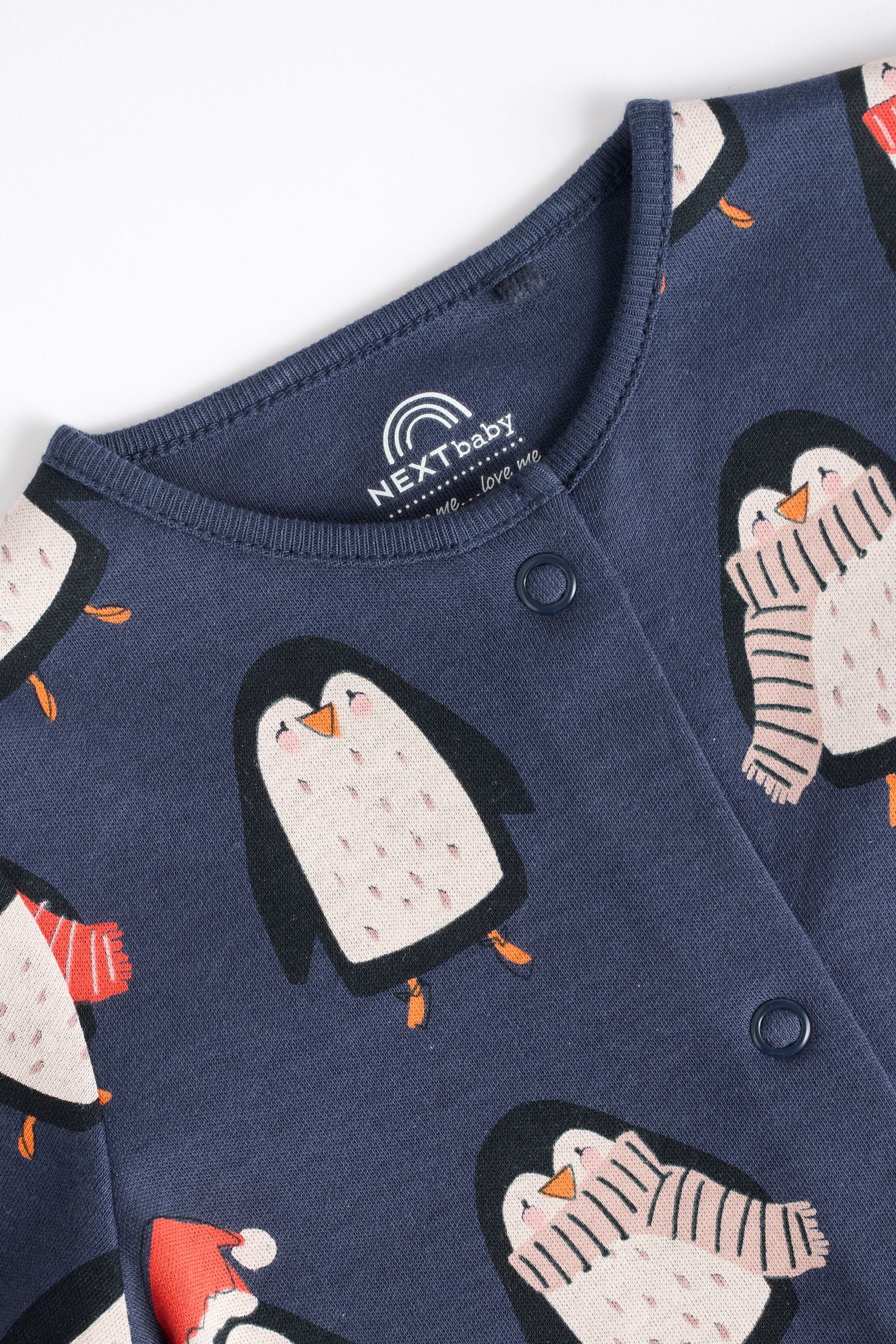 Navy Baby Matching Family Christmas Penguin Zip Sleepsuit (0mths-2yrs)