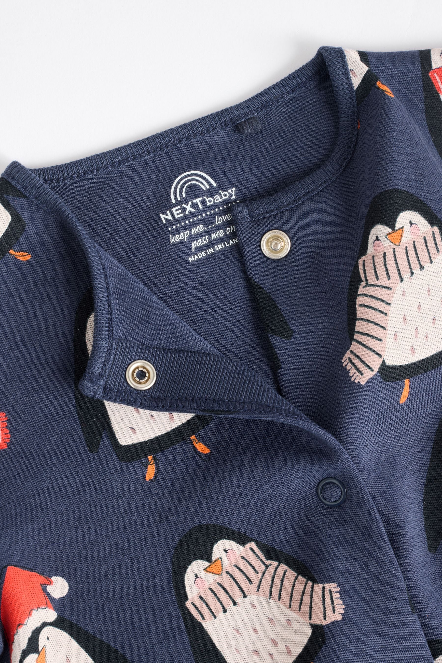 Navy Baby Matching Family Christmas Penguin Zip Sleepsuit (0mths-2yrs)