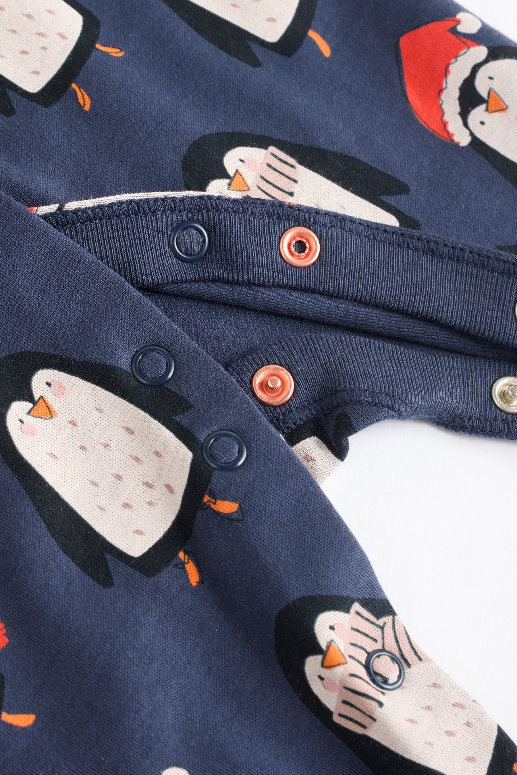 Navy Baby Matching Family Christmas Penguin Zip Sleepsuit (0mths-2yrs)