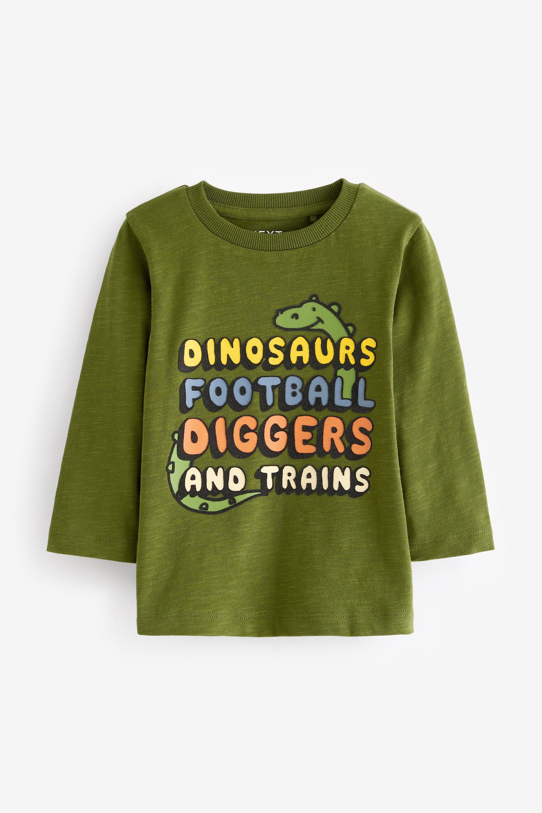 Green Dinosaur 100% Cotton Long Sleeve Character T-Shirt (3mths-7yrs)