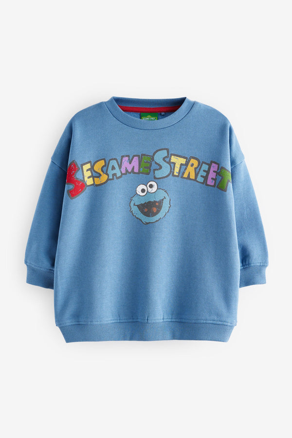 Blue Sesame Street Crew Neck 100% Cotton Sweatshirt (6mths-8yrs)