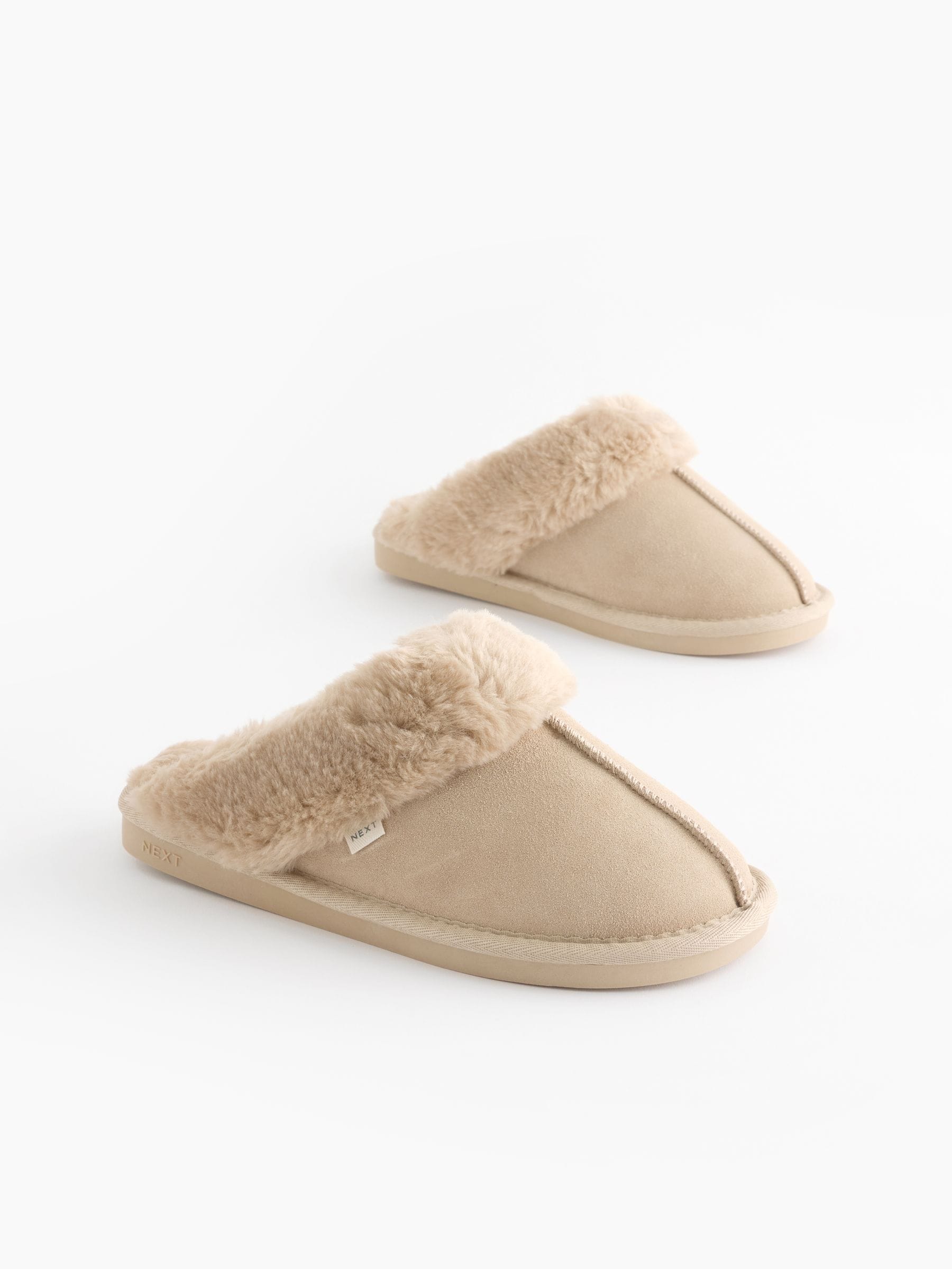 Sand Tiger Print Suede Faux Fur Lined Mule Slippers