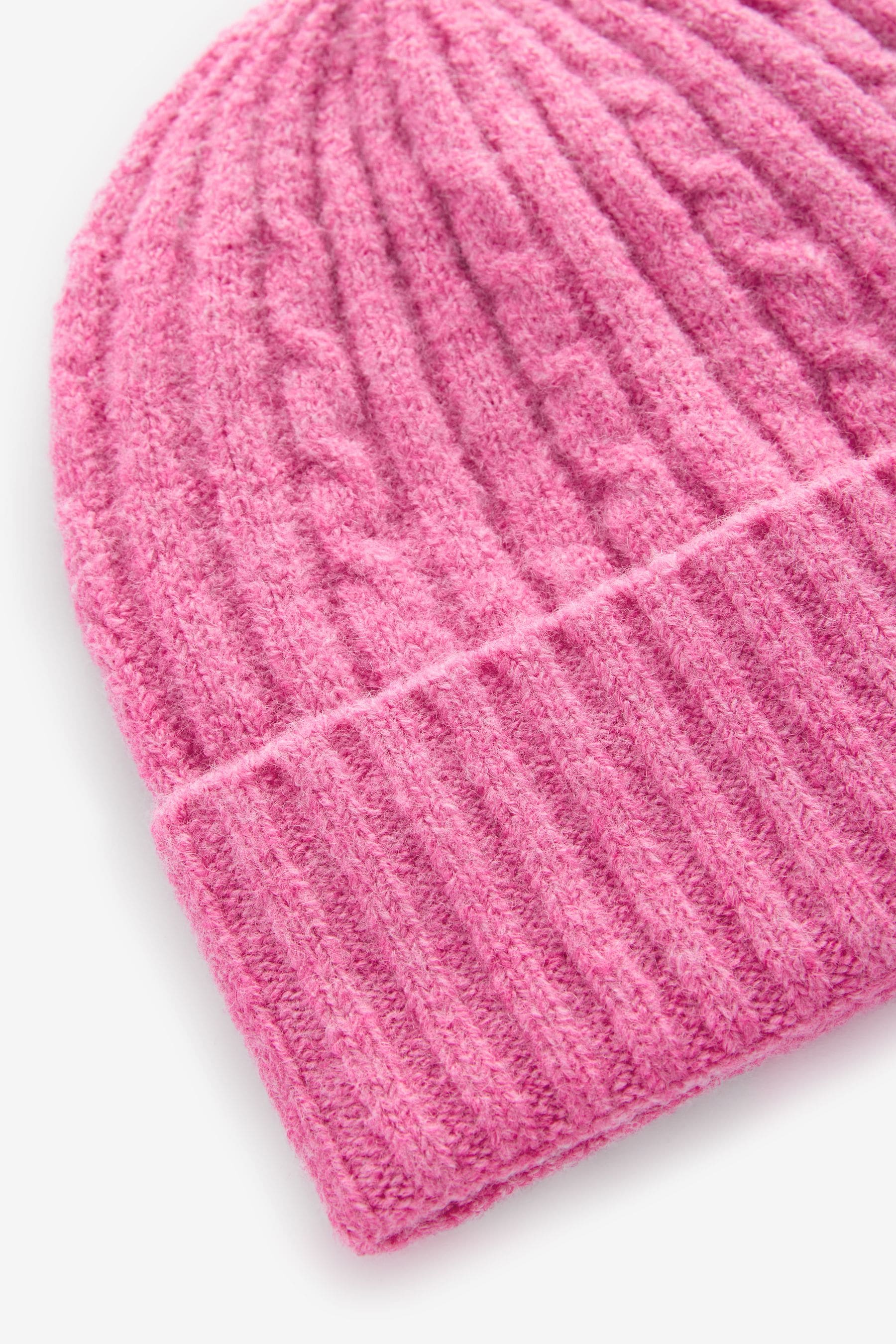 Dark Pink Cable Knit Beanie Hat (1-16yrs)