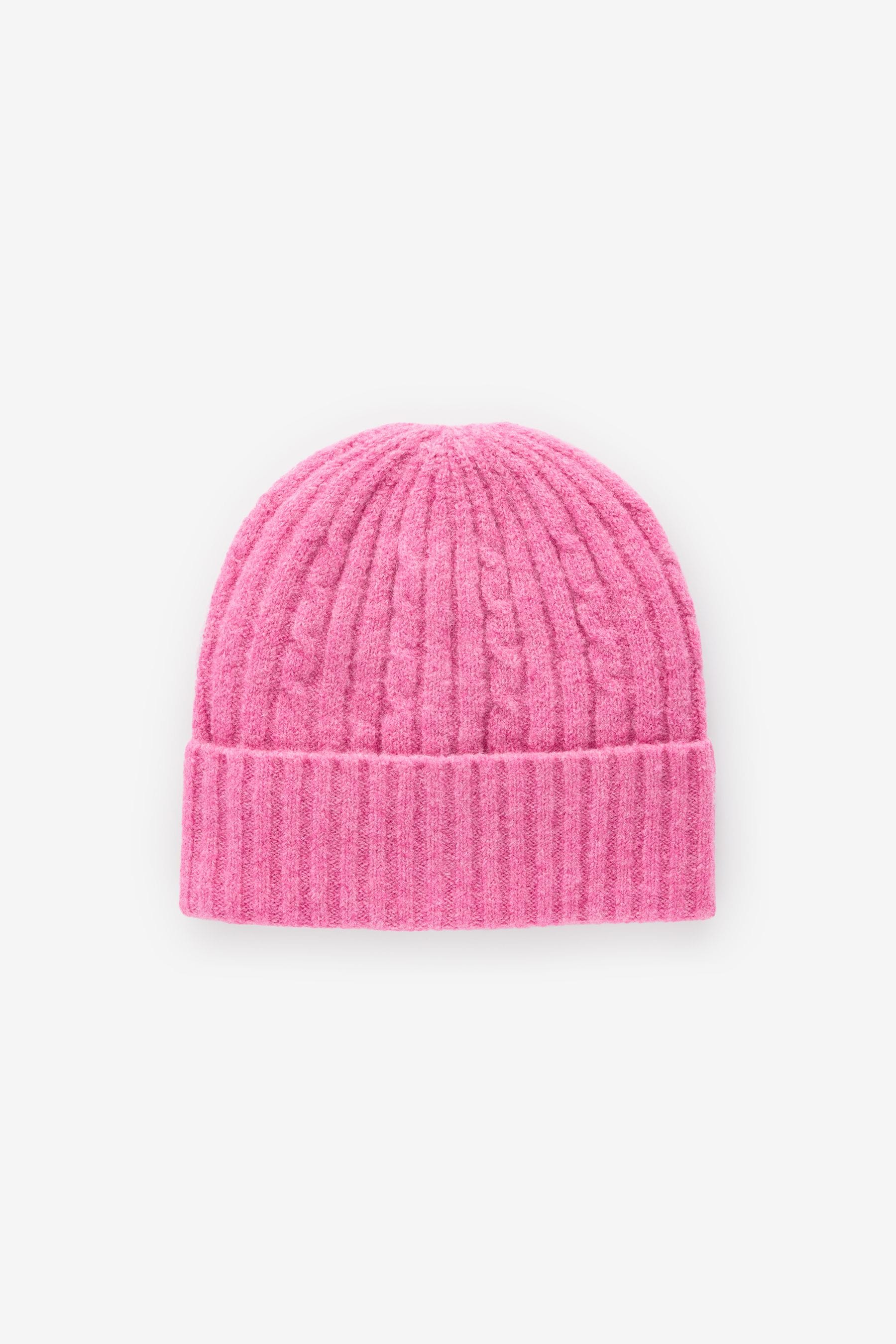 Dark Pink Cable Knit Beanie Hat (1-16yrs)