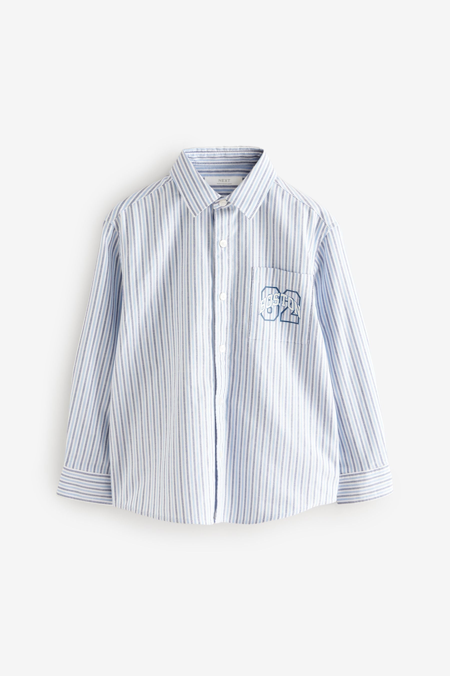 Blue Boston 100% Cotton Long Sleeve Stripe Shirt (3-16yrs)