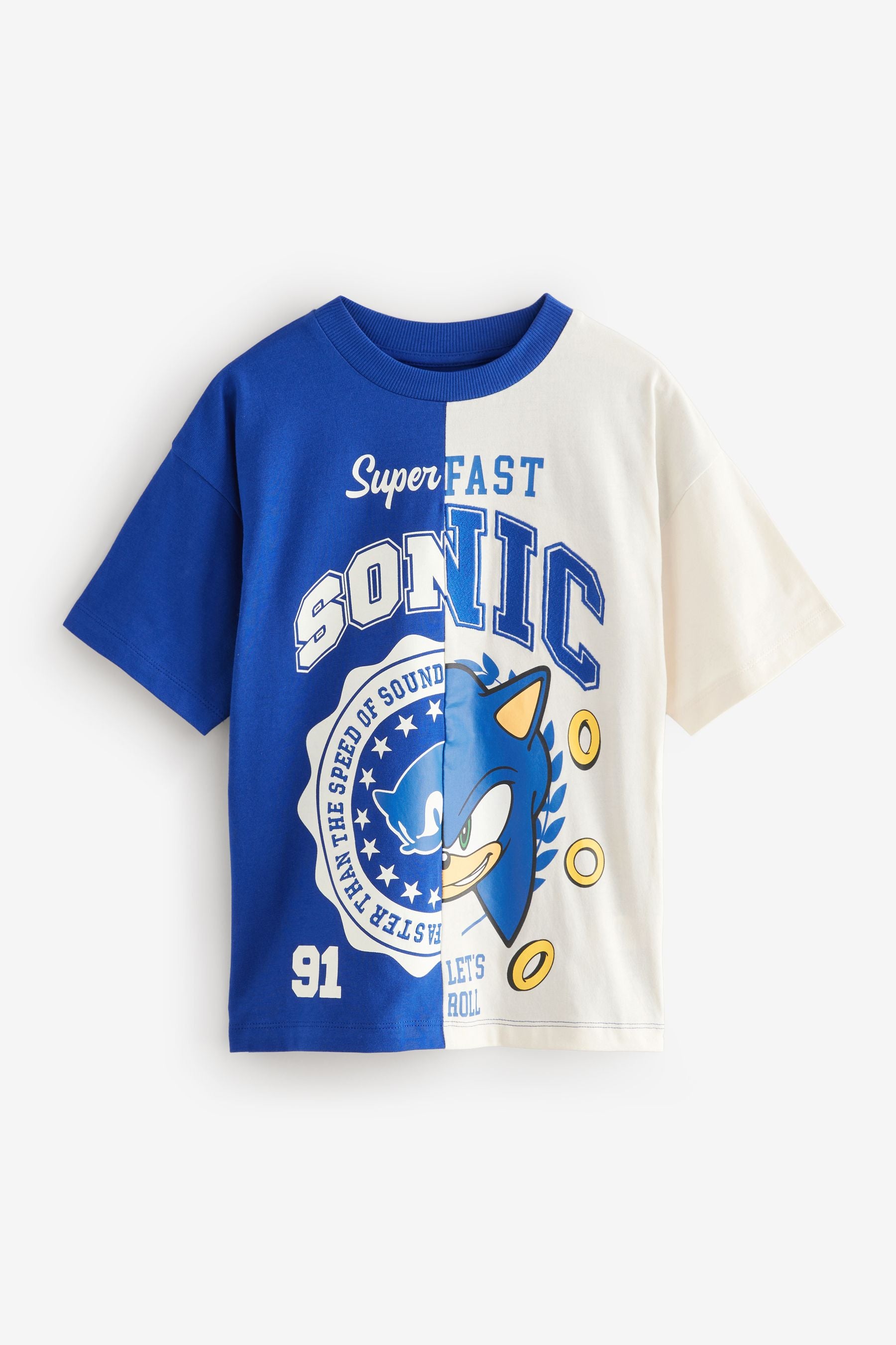 Cobalt Blue/White Licensed Sonic Spliced T-Shirt by Next (3-16yrs)