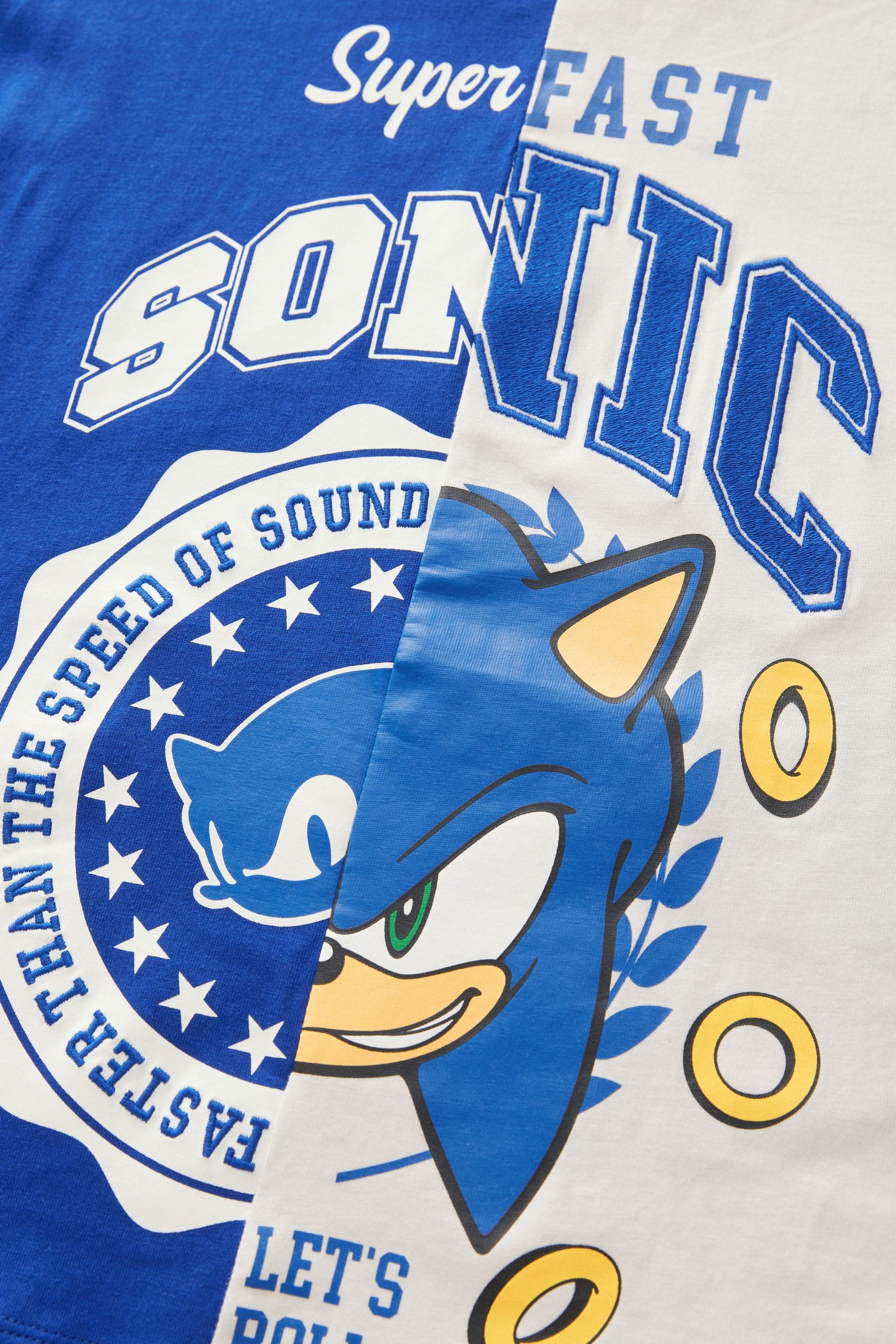 Cobalt Blue/White Licensed Sonic Spliced T-Shirt by Next (3-16yrs)