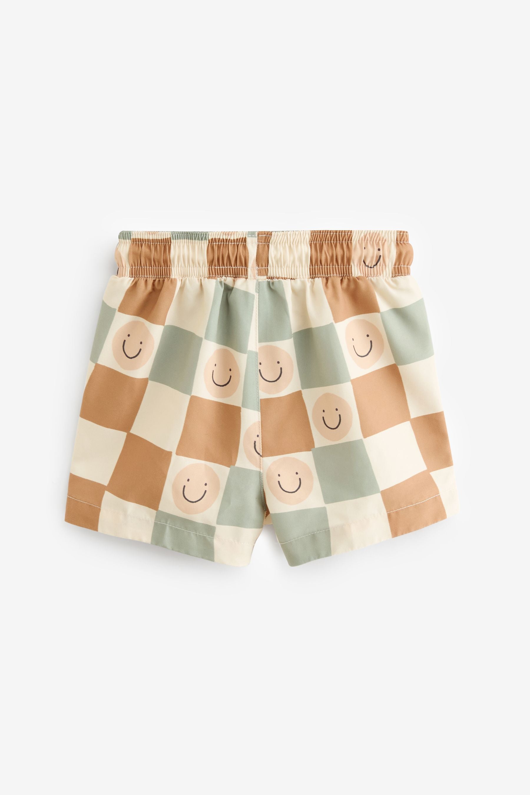 Neutral Checkerboard Printed Swim Shorts (3mths-7yrs)