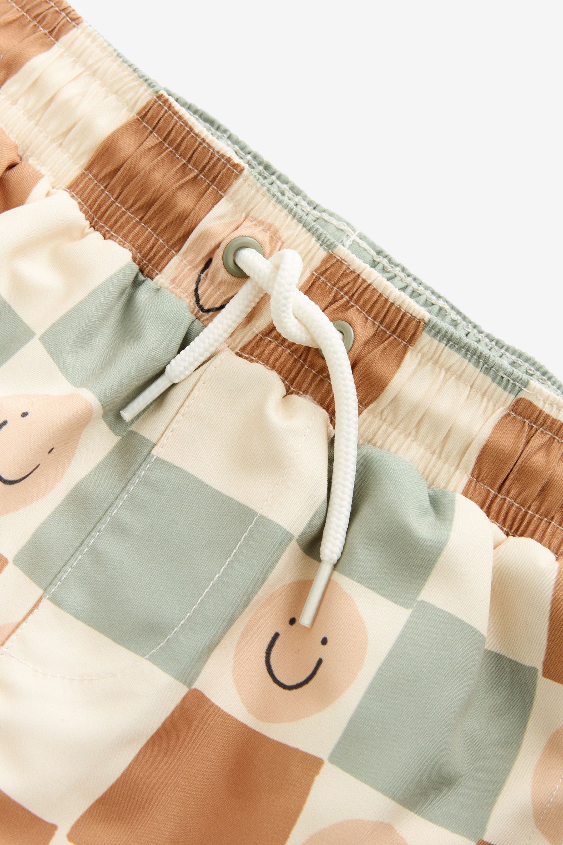 Neutral Checkerboard Printed Swim Shorts (3mths-7yrs)