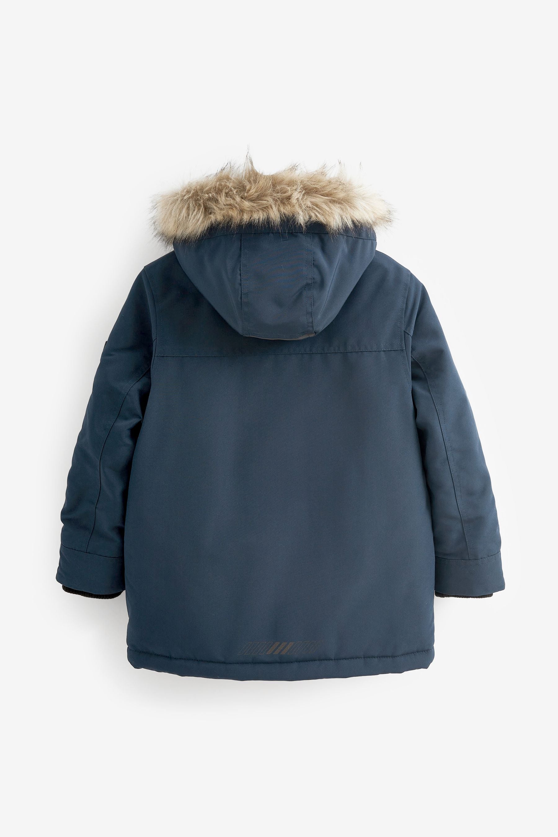 Navy Blue Shower Resistant Faux Fur Parka Coat (3-16yrs)