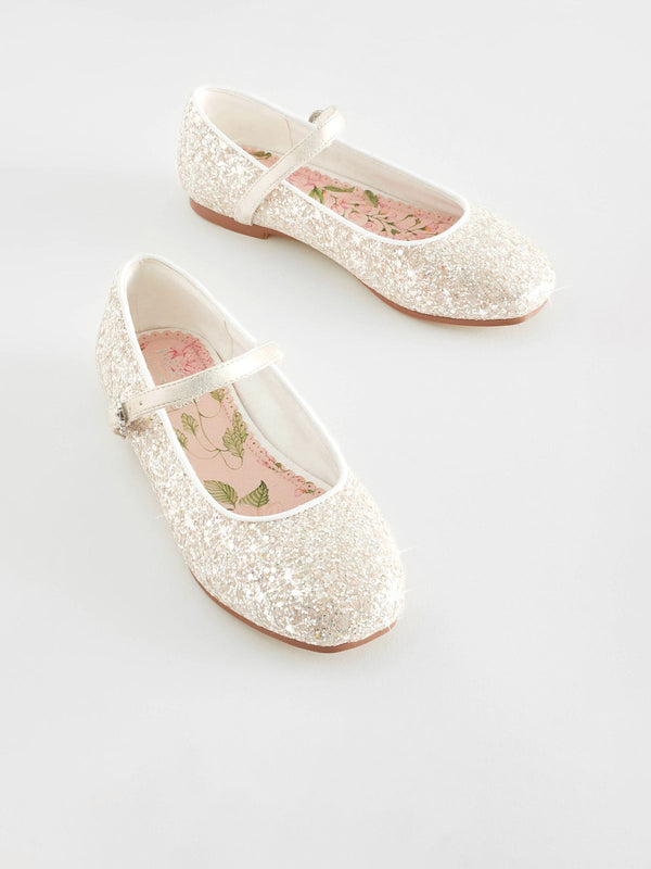 Silver Glitter Standard Fit (F) Mary Jane Square toe Occasion Shoes