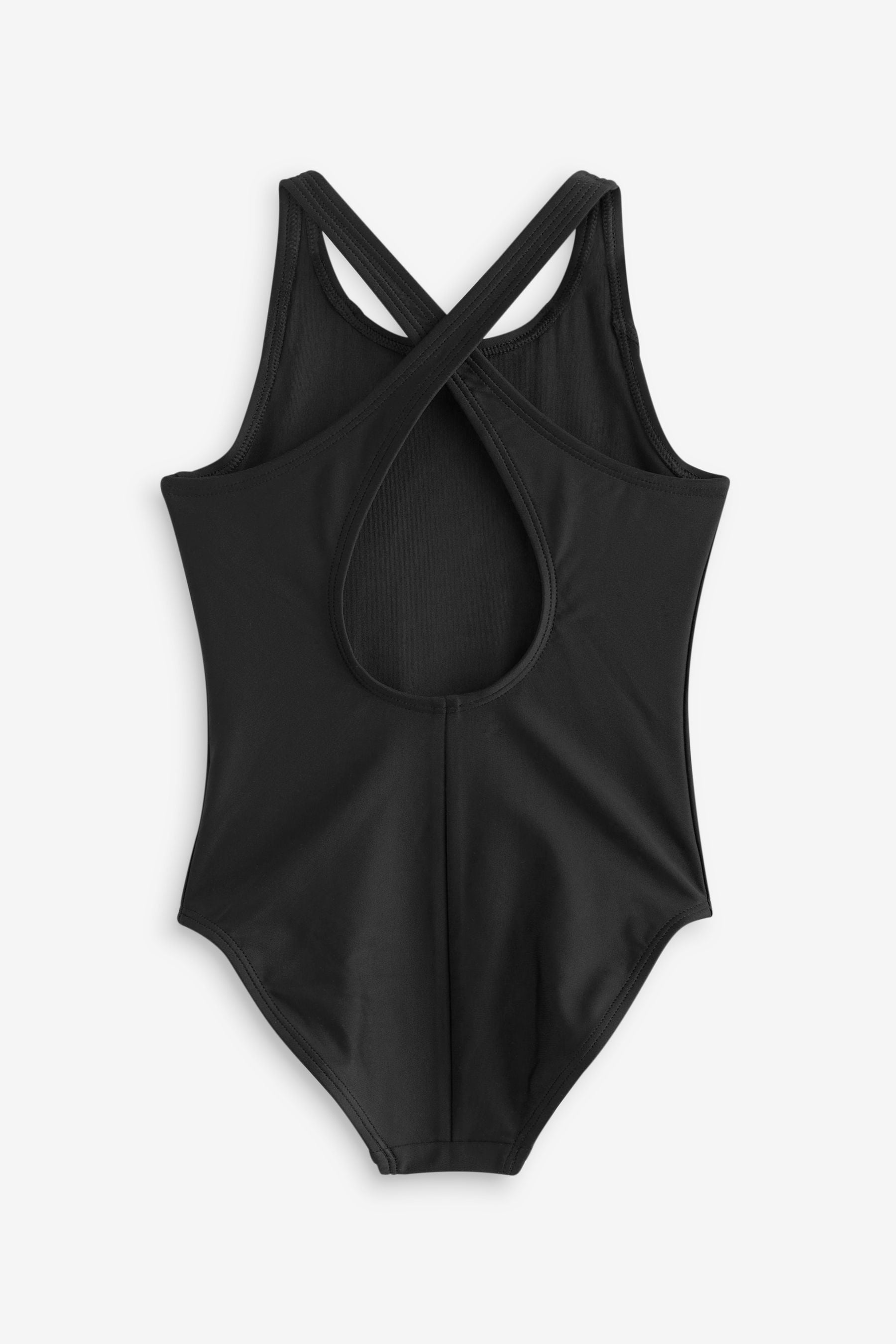 Black Sports Cross-Back Swimsuit (3-16yrs)