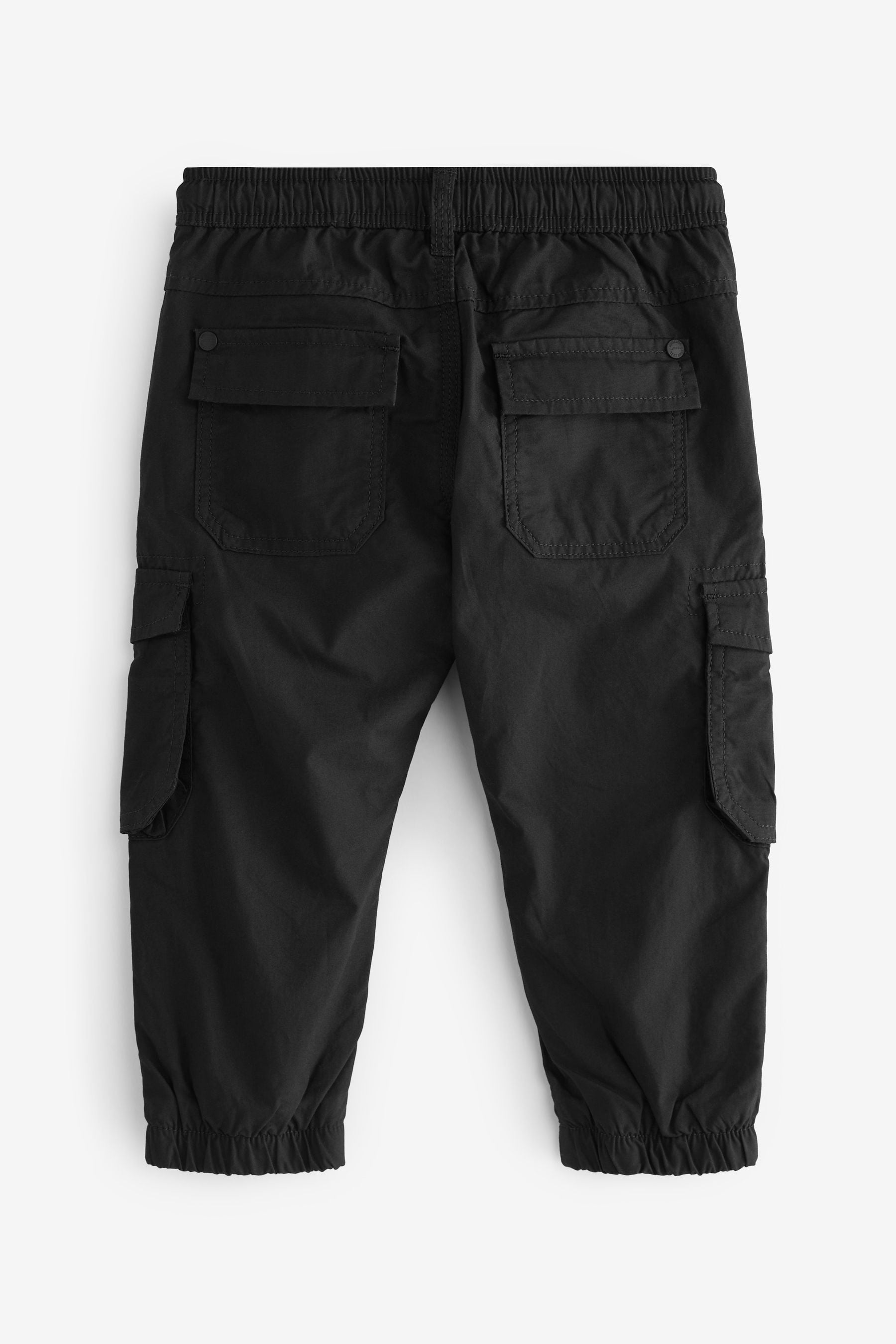 Black Lined 100% Cotton Cargo Trousers (3mths-7yrs)