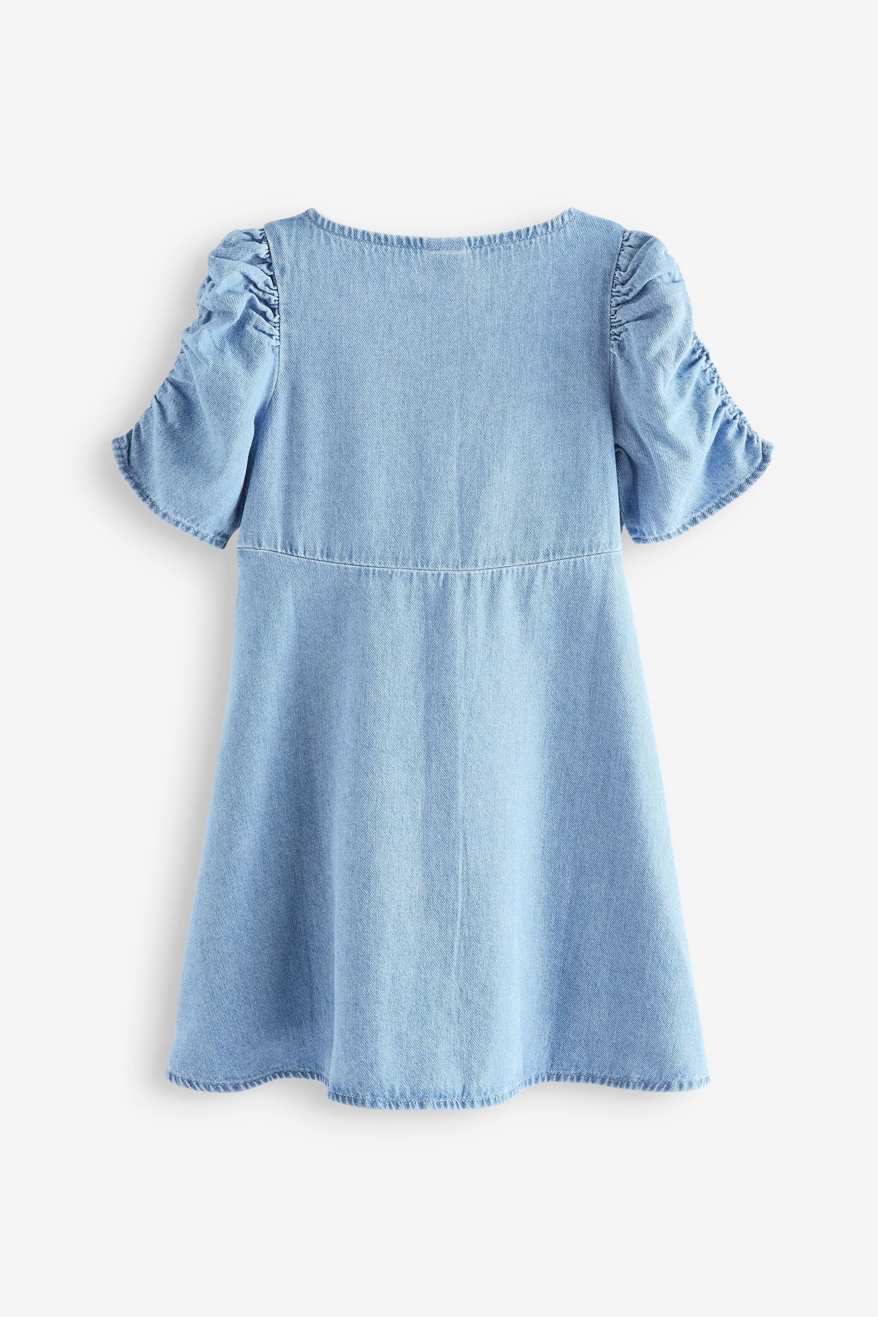 Blue Denim Ruched Sleeve Tea Dress (3-16yrs)