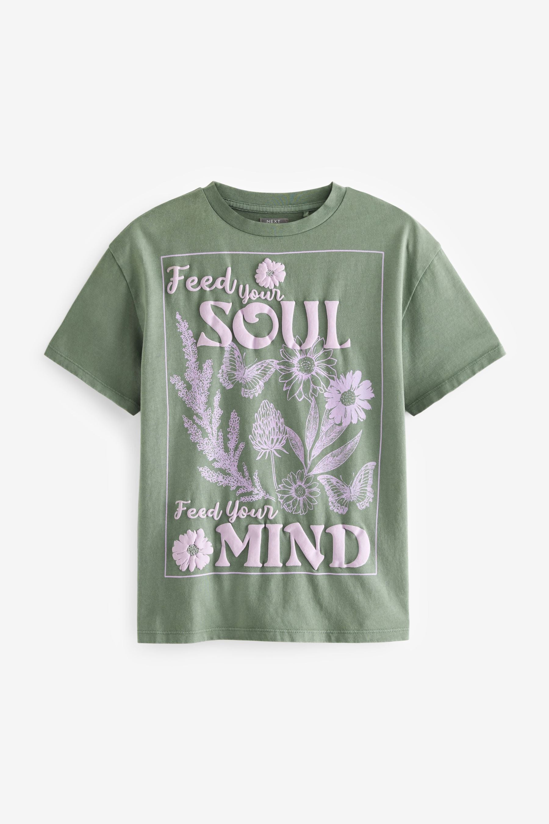 Green Washed Flower Oversized Graphic T-Shirt (3-16yrs)