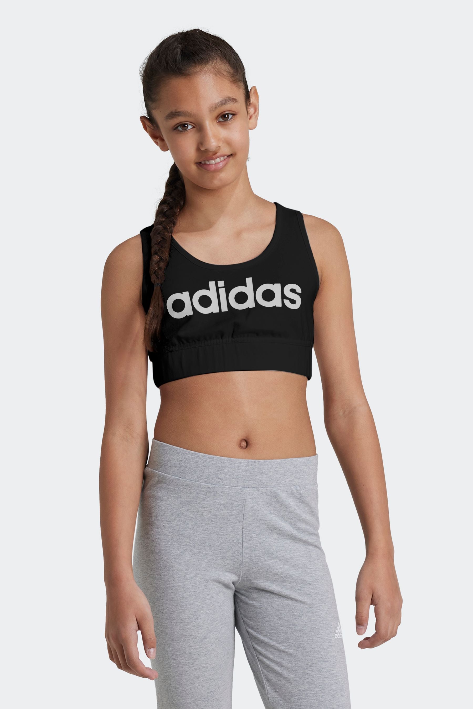 adidas Black Essentials Linear Logo Cotton Bra Top