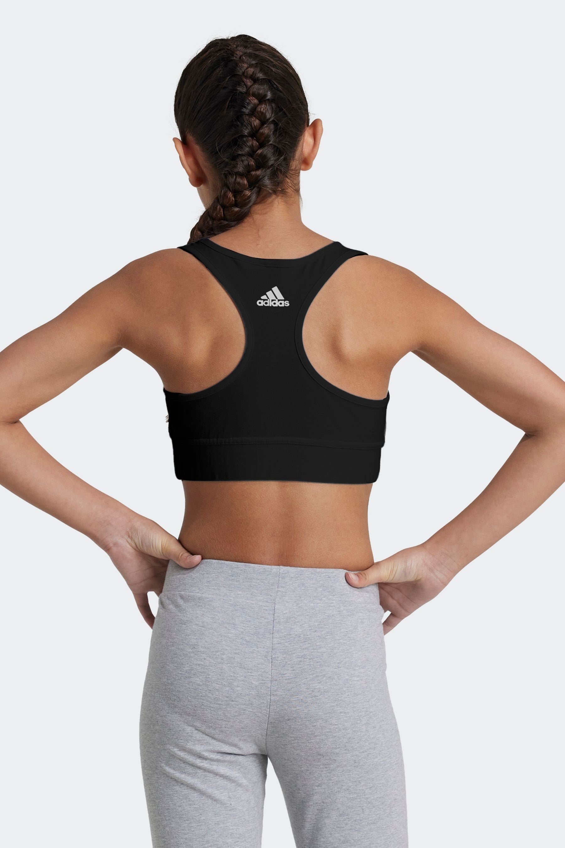 adidas Black Essentials Linear Logo Cotton Bra Top