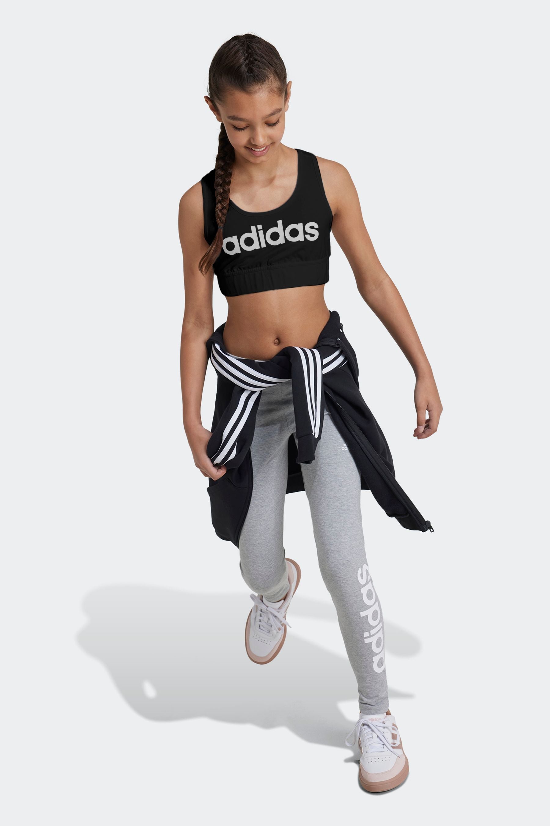 adidas Black Essentials Linear Logo Cotton Bra Top