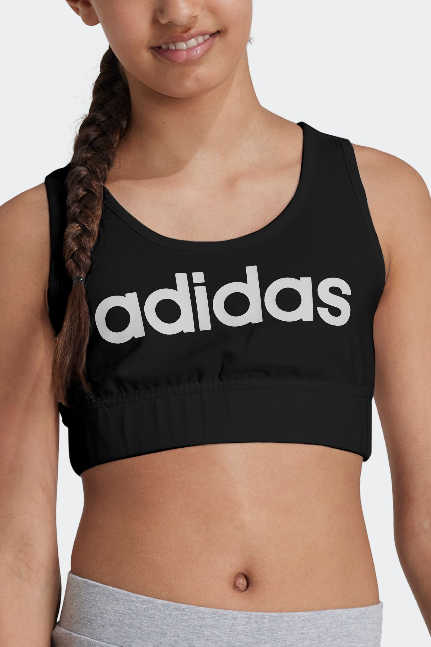 adidas Black Essentials Linear Logo Cotton Bra Top