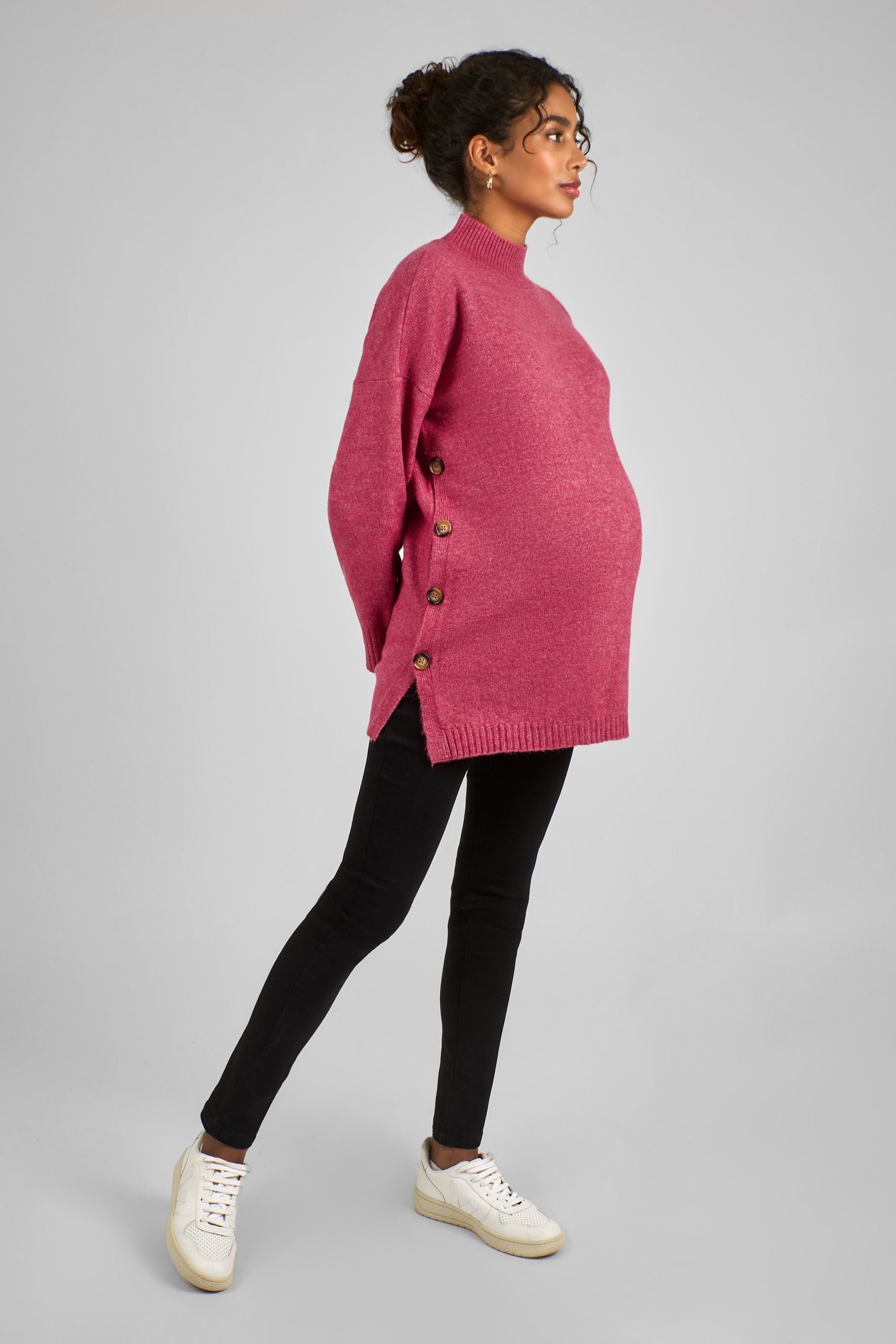 Pink JoJo Maman Bébé Turtle Neck Maternity & Nursing Jumper