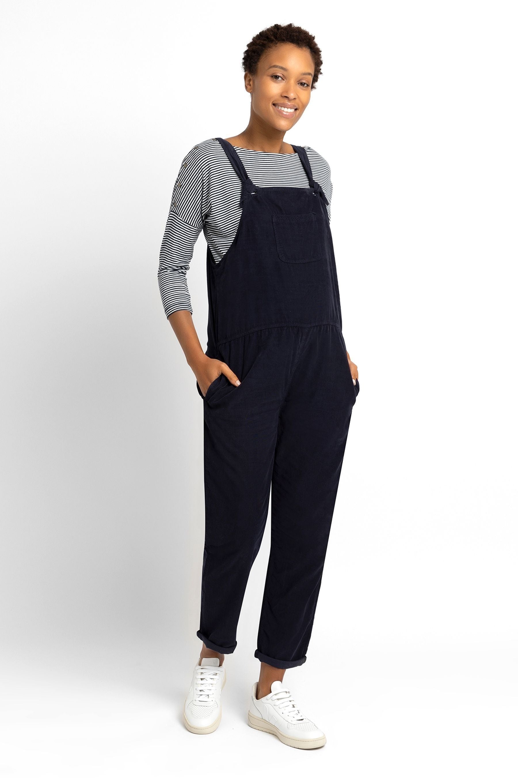 Navy JoJo Maman Bébé Cord Maternity Dungarees