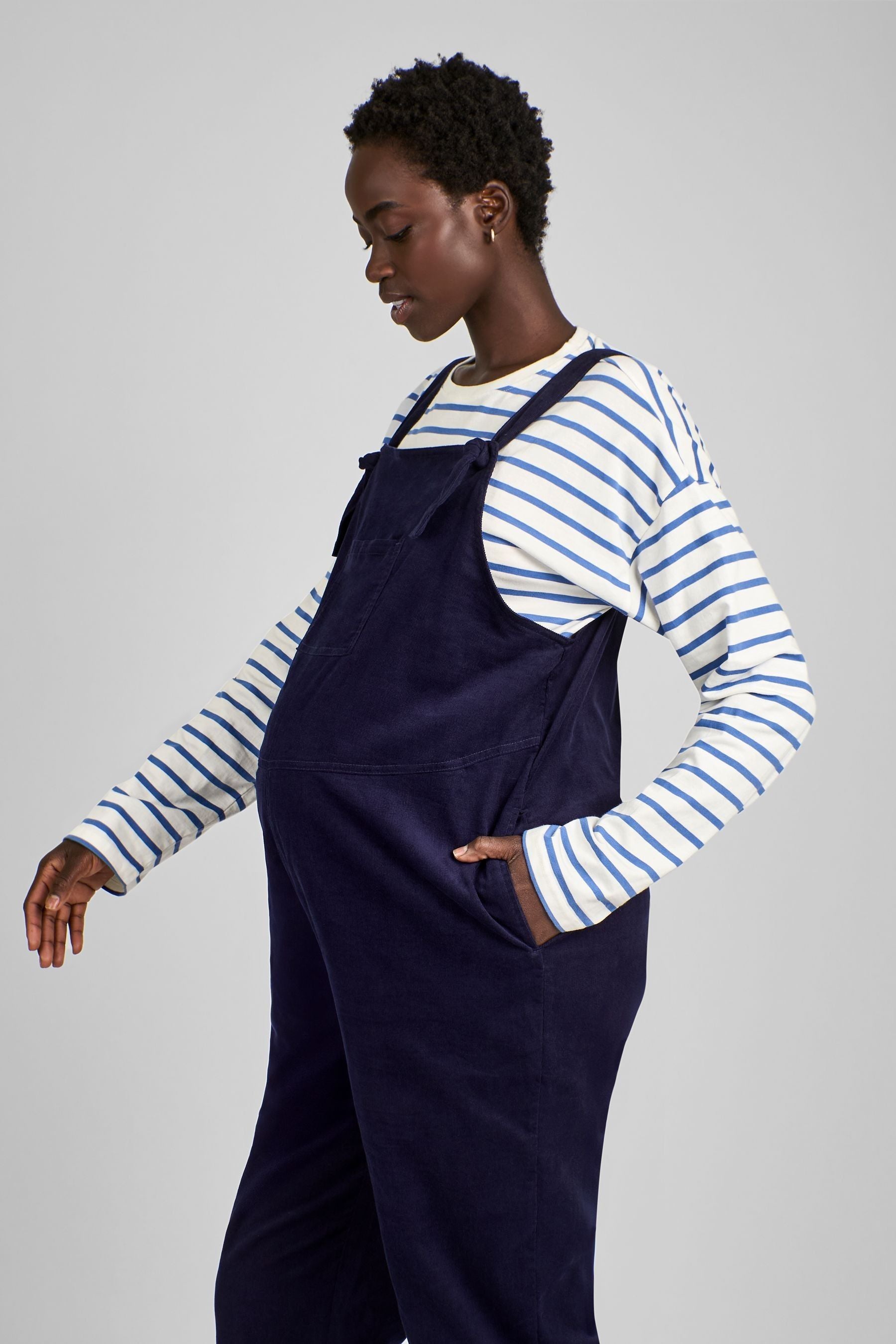 JoJo Maman Bébé Navy Cord Maternity Dungarees