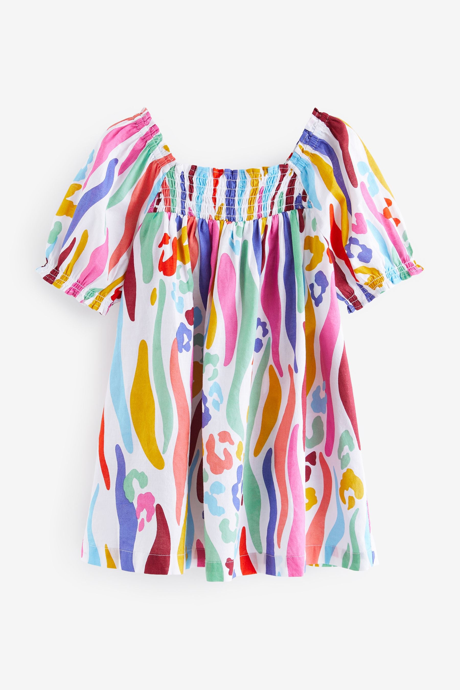 Rainbow Animal Puff Sleeve Dress (3mths-8yrs)